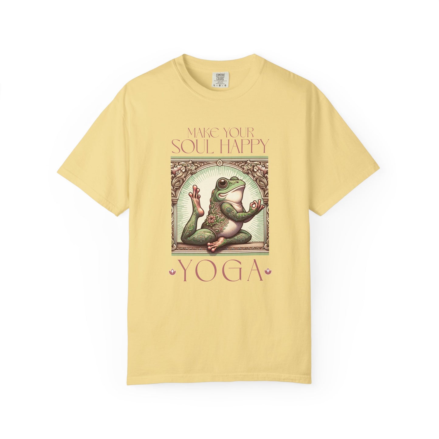 Yoga Frog Make Your Soul Happy Pink Unisex T-Shirt, Casual Wear, Highlander Fan Gift, Comfortable Graphic Tee T-Shirt Printify Butter S