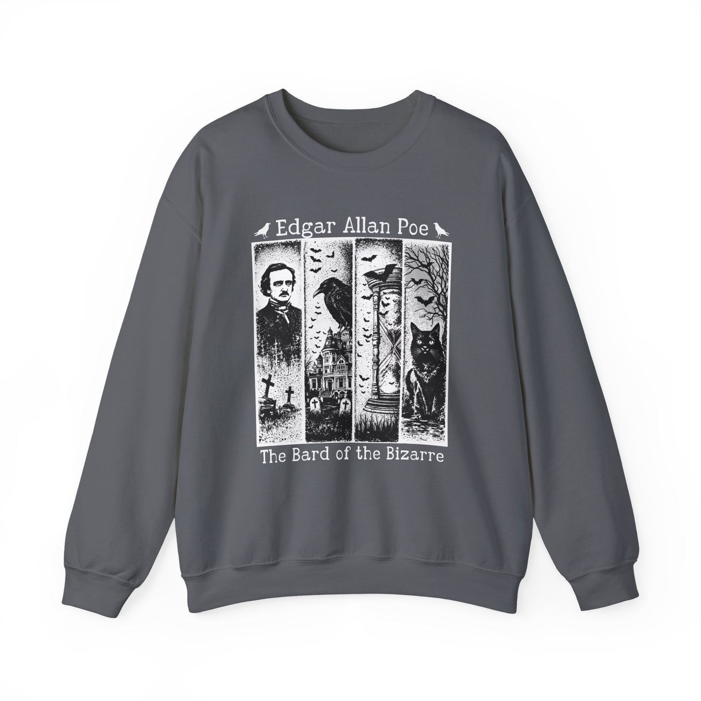 Edgar Allan Poe Sweatshirt The Raven Nevermore Gothic Horror Sweater Dark Academia Macabre Halloween Gift for Book Lovers Birthday Christmas Sweatshirt Printify Charcoal S