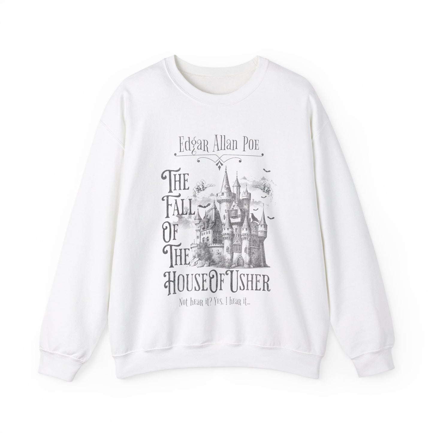 Edgar Allan Poe Sweatshirt Fall Of The House Of Usher Dark Academia Book Lover Gift Haunting Poetry Gothic Horror Merch Gift For Teacher Sweatshirt Printify S White