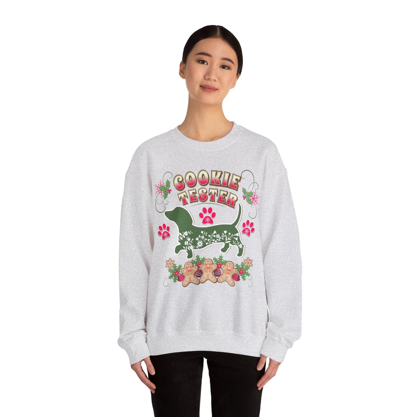 Christmas Dachshund Lover Baking Sweatshirt, Doxie Cookie Tester XMas T-Shirt, Dog Lover Shirt, Matching Family Christmas Cookie Baking Gift Sweatshirt Printify
