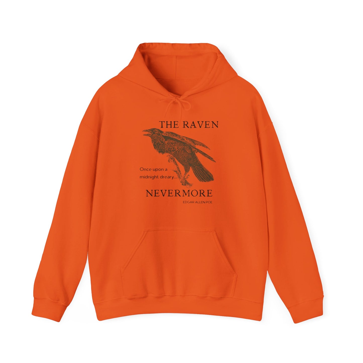 Halloween Vintage The Raven Hoodie, Spooky Season Sweater, Trick or Treating Shirt, Halloween Party Top, Edgar Allen Poe, Nevermore, Gothic Hoodie Printify Orange S