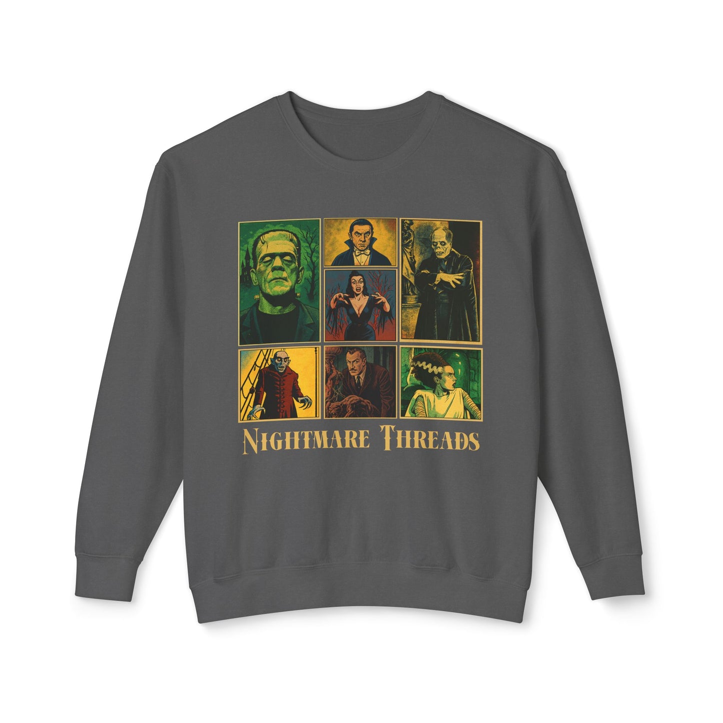 Spooky Vintage Crewneck Sweatshirt - Nightmare Threads, Halloween Apparel, Horror Movie Sweatshirt, Unisex Fashion, Cozy Fall Style Sweatshirt Printify