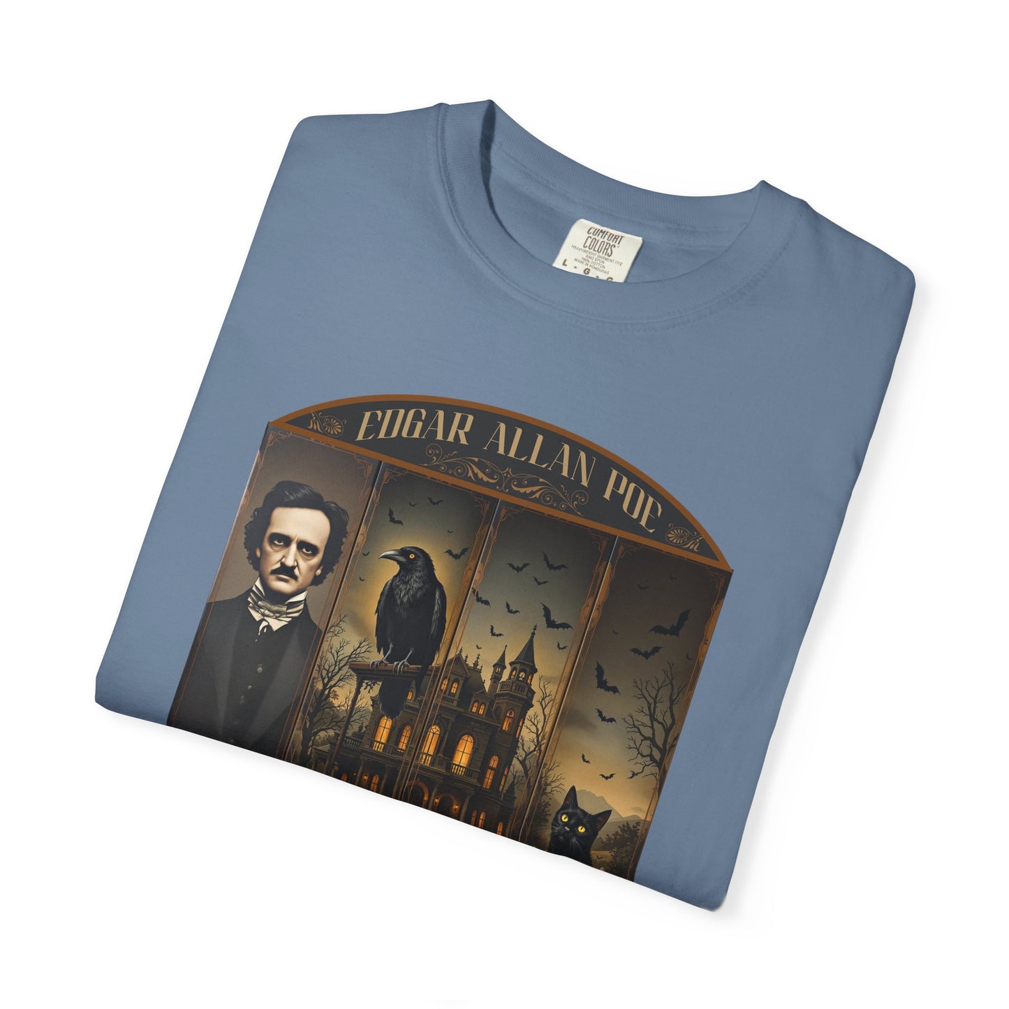 Edgar Allan Poe T-Shirt Gothic Graphic Tee The Raven Nevermore Quote Horror Literature Shirt Dark Academia Aesthetic Halloween Party Gift