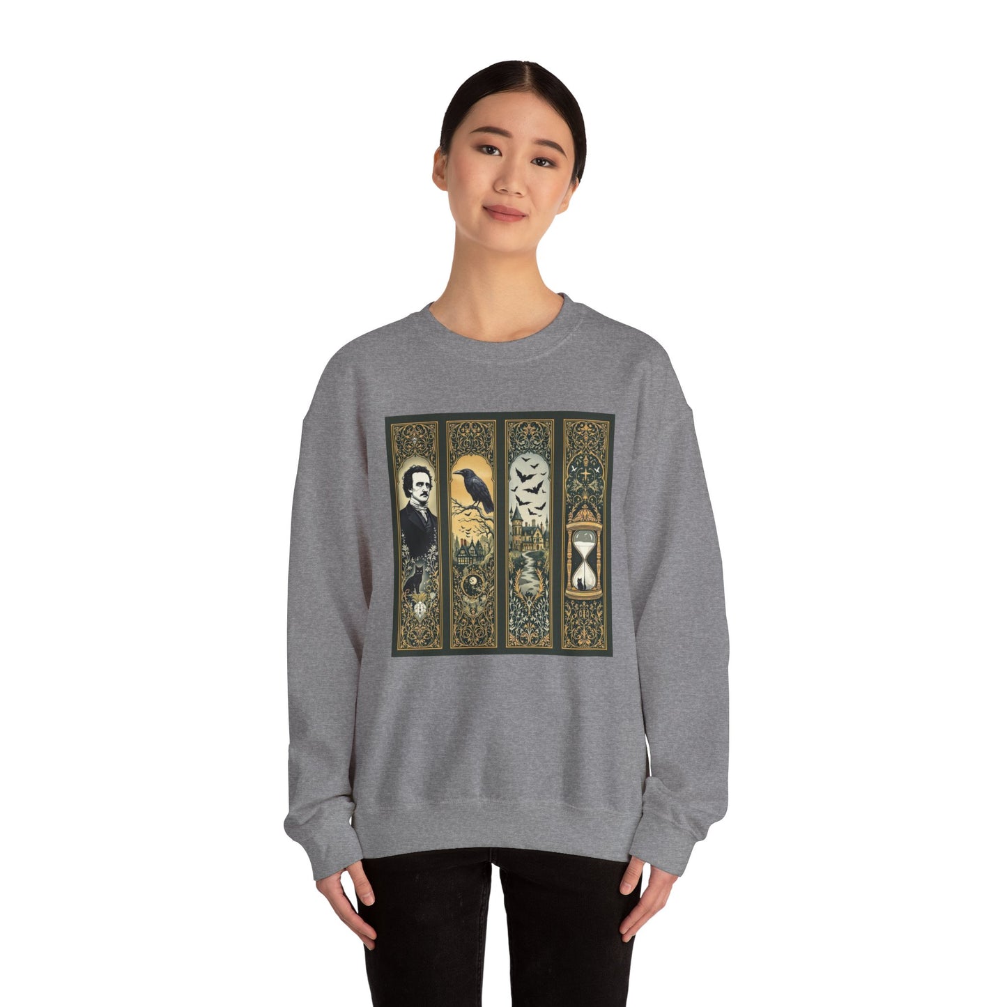 Edgar Allan Poe Sweatshirt The Raven Nevermore Gothic Horror Sweater Dark Academia Macabre Halloween Gift for Book Lovers Birthday Christmas