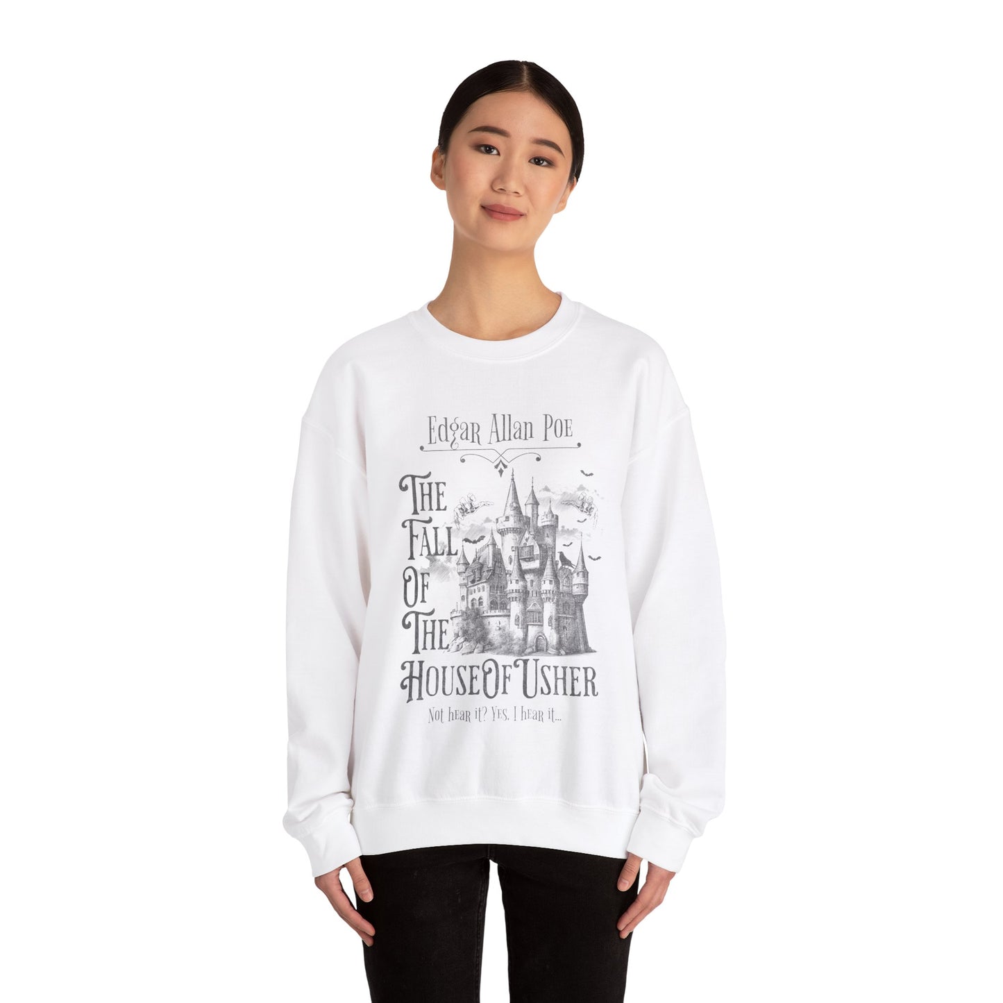 Edgar Allan Poe Sweatshirt Fall Of The House Of Usher Dark Academia Book Lover Gift Haunting Poetry Gothic Horror Merch Gift For Teacher Sweatshirt Printify