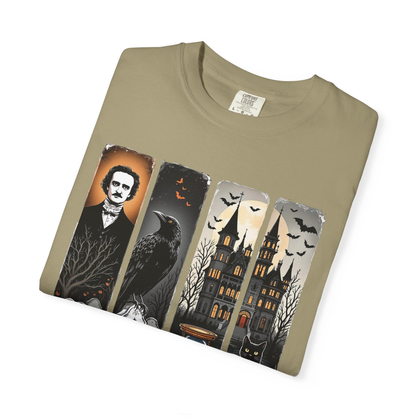 Edgar Allan Poe T-Shirt Gothic Graphic Tee The Raven Nevermore Quote Horror Literature Shirt Dark Academia Aesthetic Halloween Party Gift