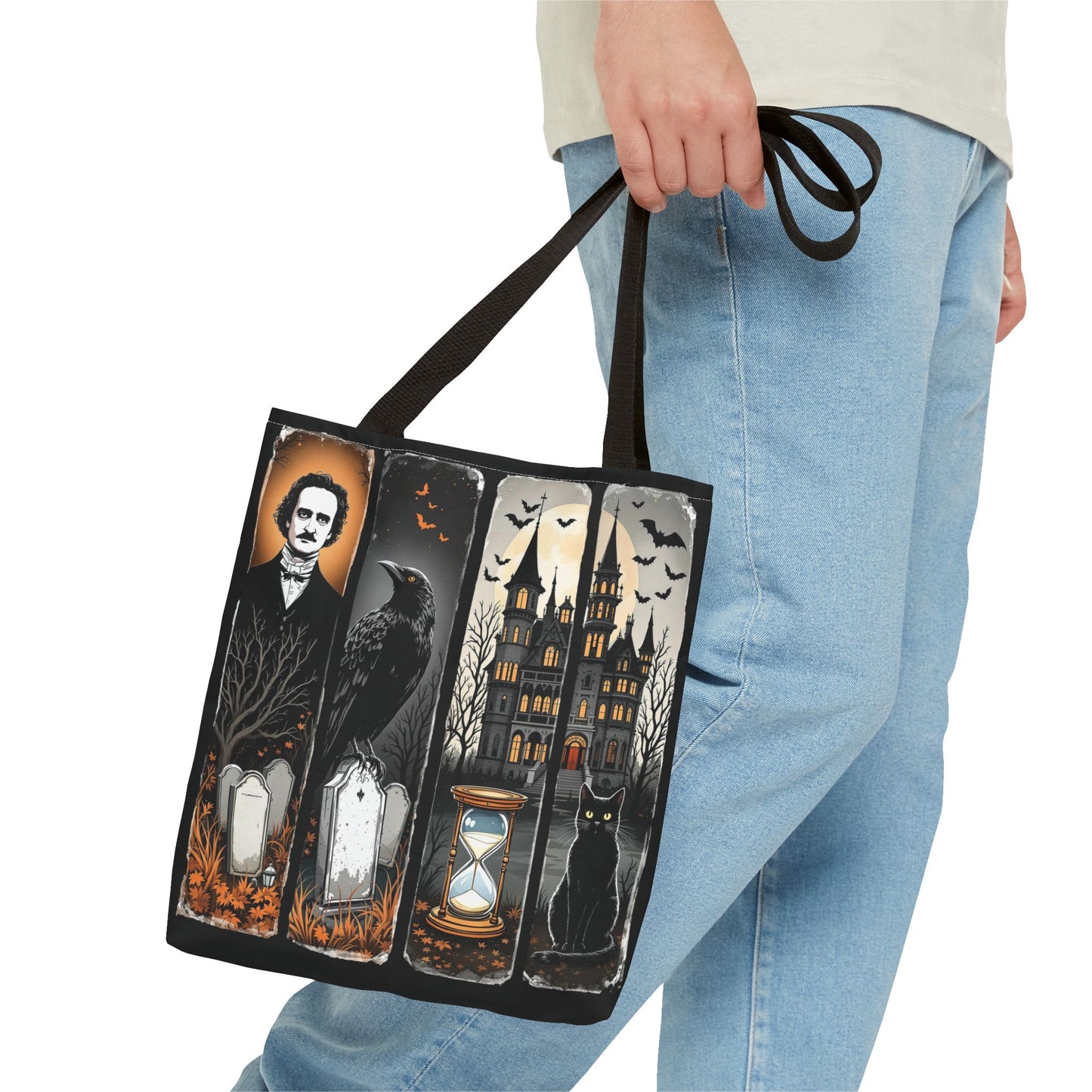 Edgar Allan Poe Tote Bag Gothic Literary Gift for Book Lover Dark Academia Macabre Accessory Halloween Tote Fall School Bag for Poetember Bags Printify