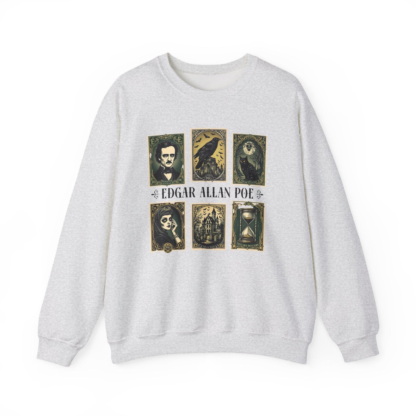 Edgar Allan Poe Sweatshirt The Raven Nevermore Gothic Horror Sweater Dark Academia Macabre Halloween Gift for Book Lovers Birthday Christmas Sweatshirt Printify Ash S