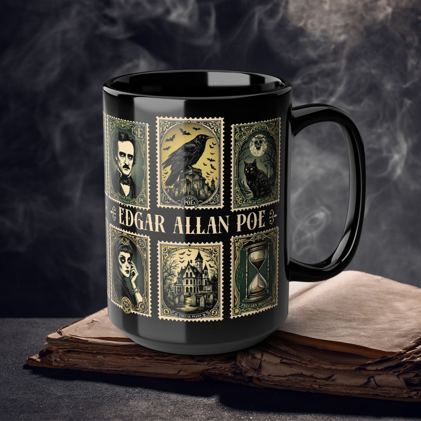 Edgar Allan Poe Mug Gothic Literary Gift For Book Lover Dark Academia Macabre Fall Coffee Cup Halloween Poetember Party Gift For Bookclub Mug Printify 15oz