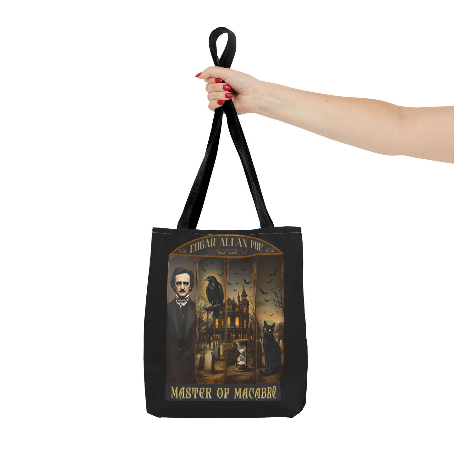 Edgar Allan Poe Tote Bag Gothic Literary Gift for Book Lover Dark Academia Macabre Accessory Halloween Tote Fall School Bag for Poetember Bags Printify