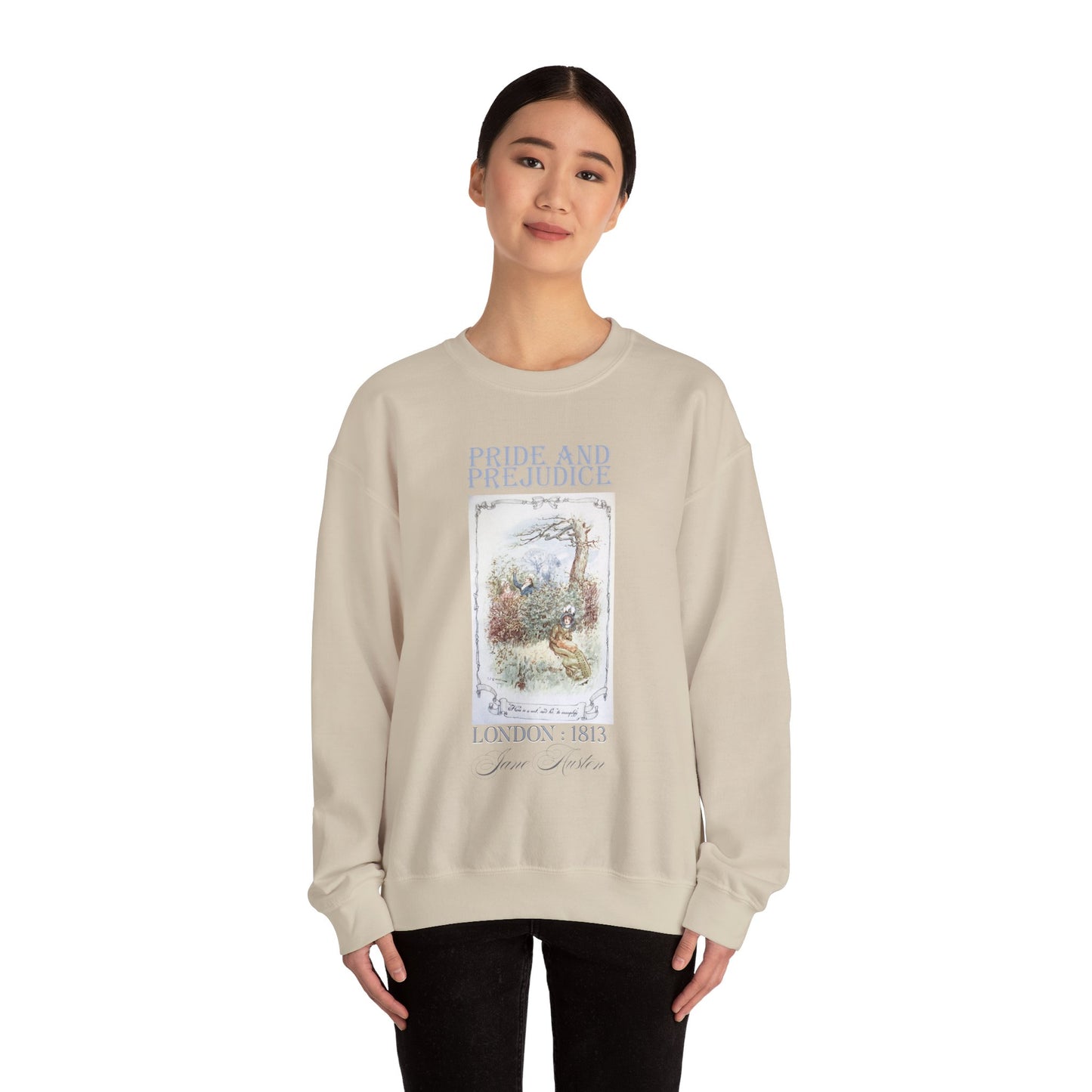 Jane Austen Sweatshirt, Pride & Prejudice Historical Romance Sweater, Bookish Literary Jane Austen Fan Art Gift for Her, Bookclub Shirt Sweatshirt Printify