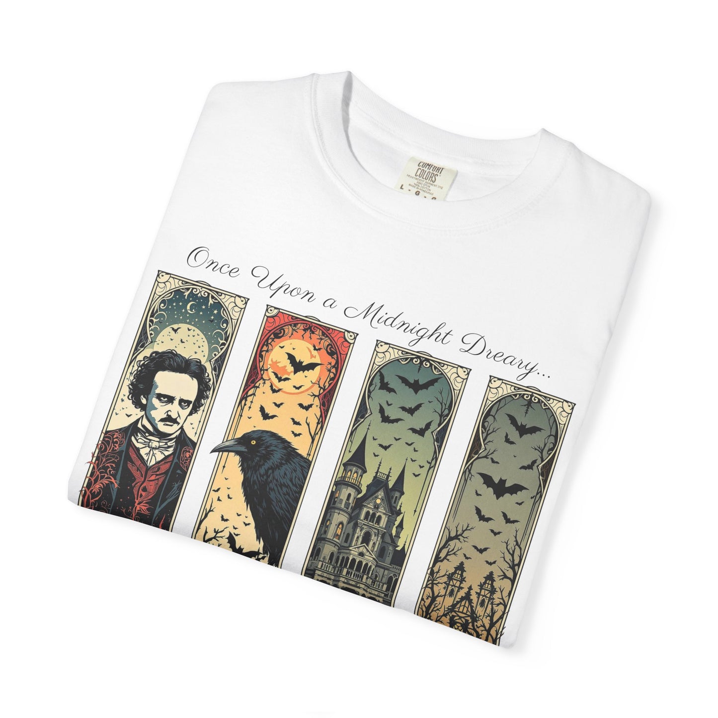 Edgar Allan Poe T-Shirt Gothic Graphic Tee The Raven Nevermore Quote Horror Literature Shirt Dark Academia Aesthetic Halloween Party Gift T-Shirt Printify