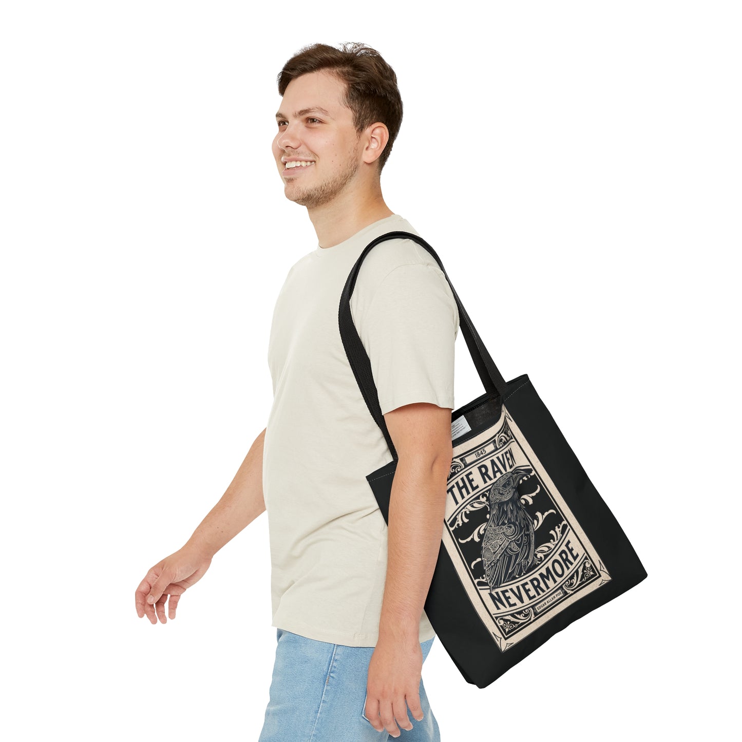 Edgar Allan Poe Tote Bag, The Raven Nevermore Shoulder Bag, Book, Library, Grocery, Travel Bag, Dark Academia, Bookish, Bookclub Gift, Bags Printify