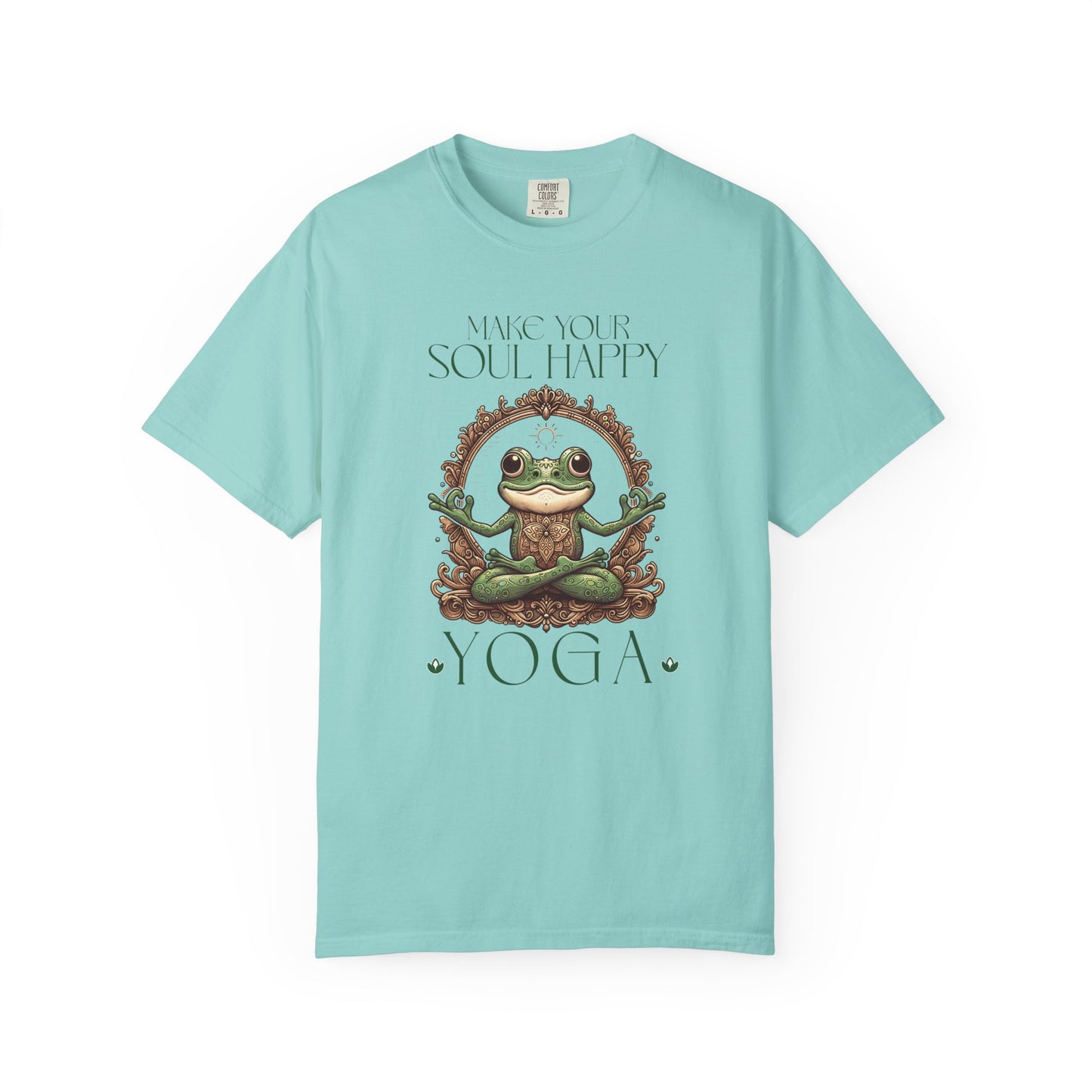 Green Yoga Frog Make Your Soul Happy Unisex T-Shirt, Casual Wear, Highlander Fan Gift, T-Shirt Printify Chalky Mint S
