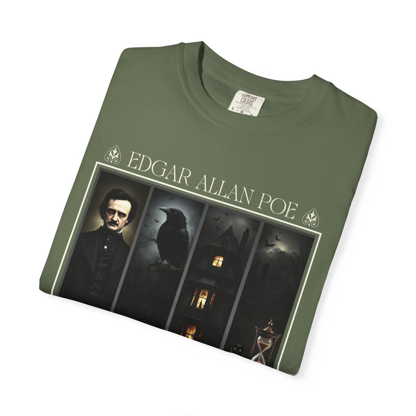Edgar Allan Poe T-Shirt Gothic Graphic Tee The Raven Nevermore Quote Horror Literature Shirt Dark Academia Aesthetic Halloween Party Gift