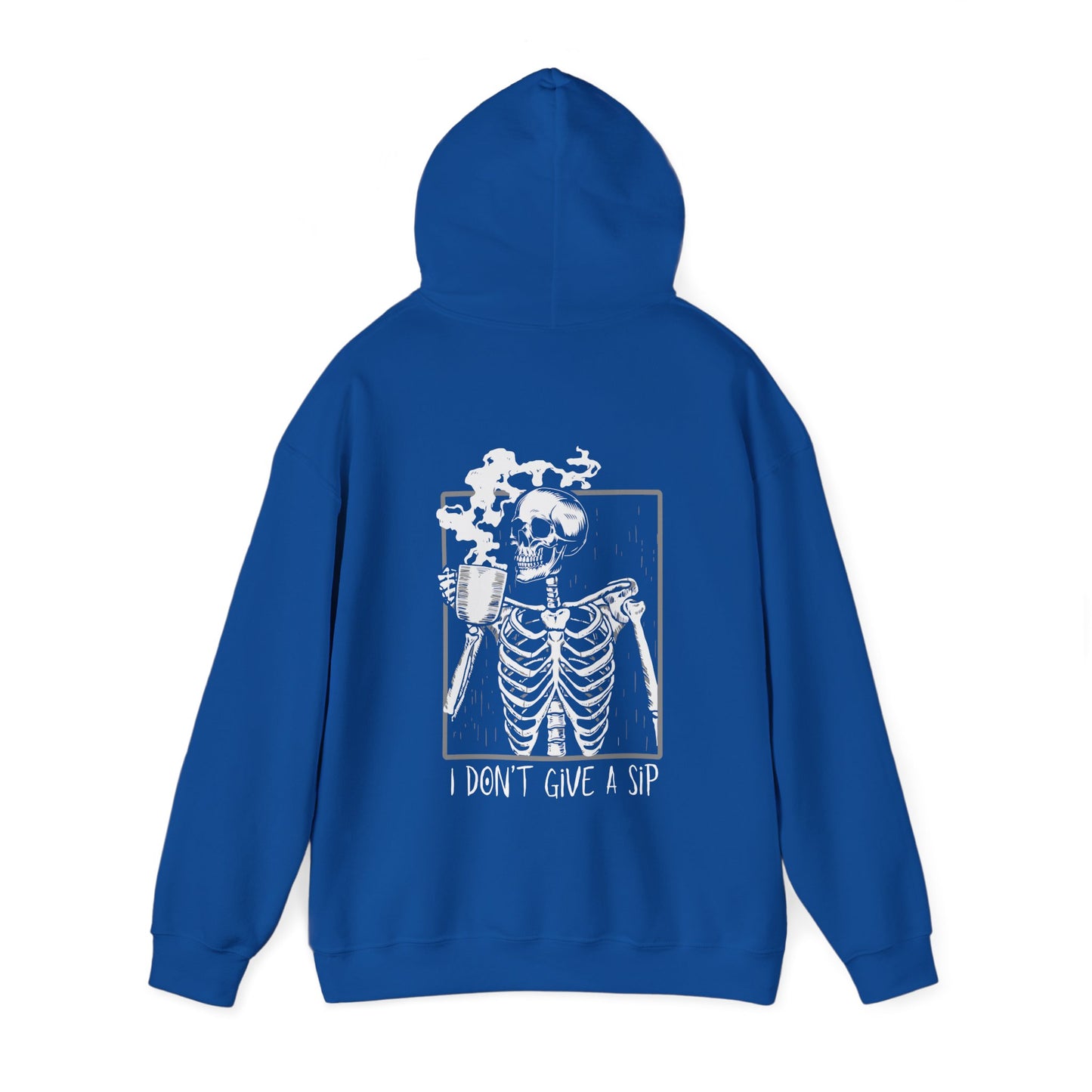 Halloween Skeleton Hoodie, Funny Coffee Drinking Skeleton, Spooky Season Sweater, Trick or Treating Shirt, Warm Halloween Party Hoodie Hoodie Printify