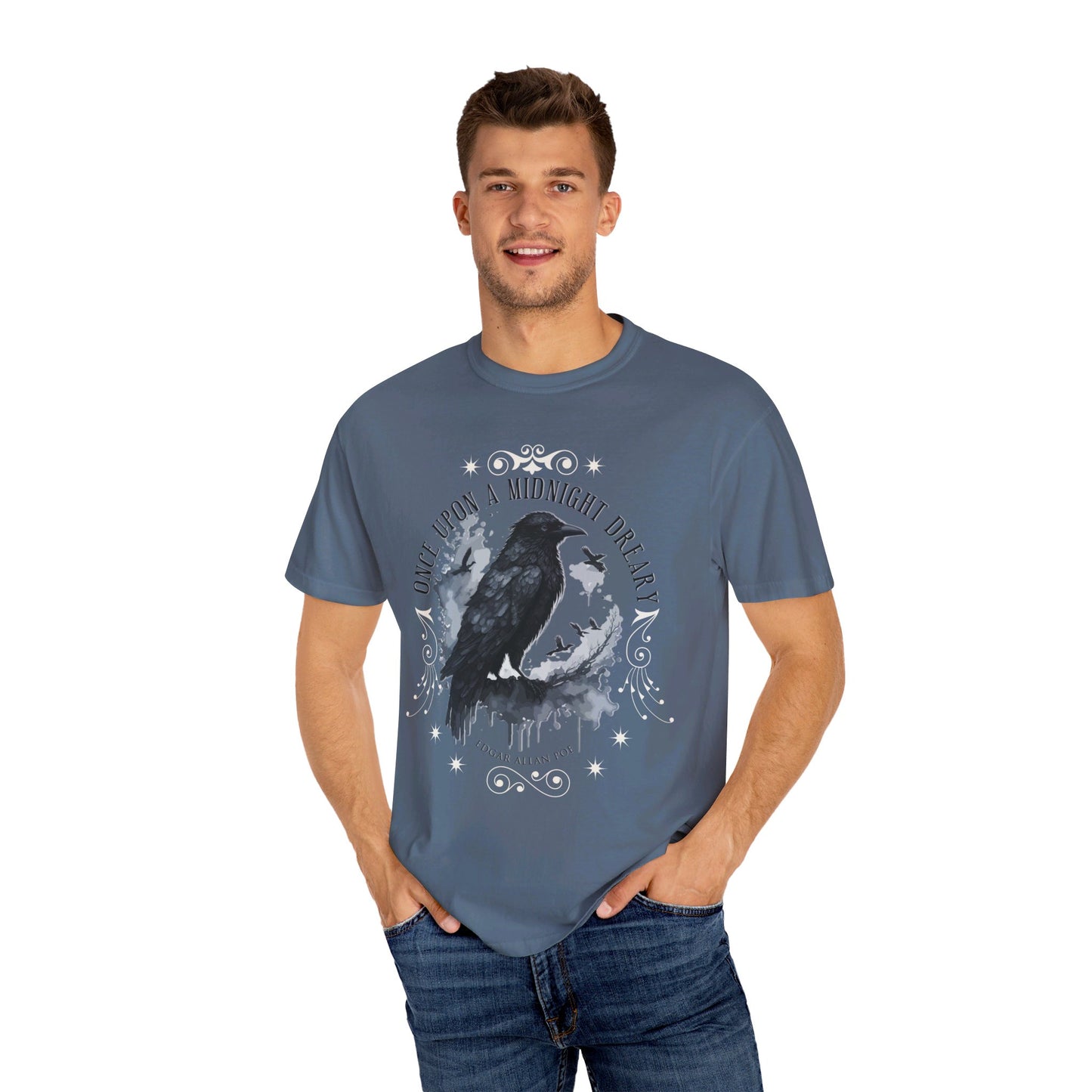 Edgar Allan Poe Shirt, The Raven Nevermore Poet, Poetry Lover Tee, Book, Reading Lover Shirt, Gothic, Light Academia Gifts, Comfort Colours T-Shirt Printify
