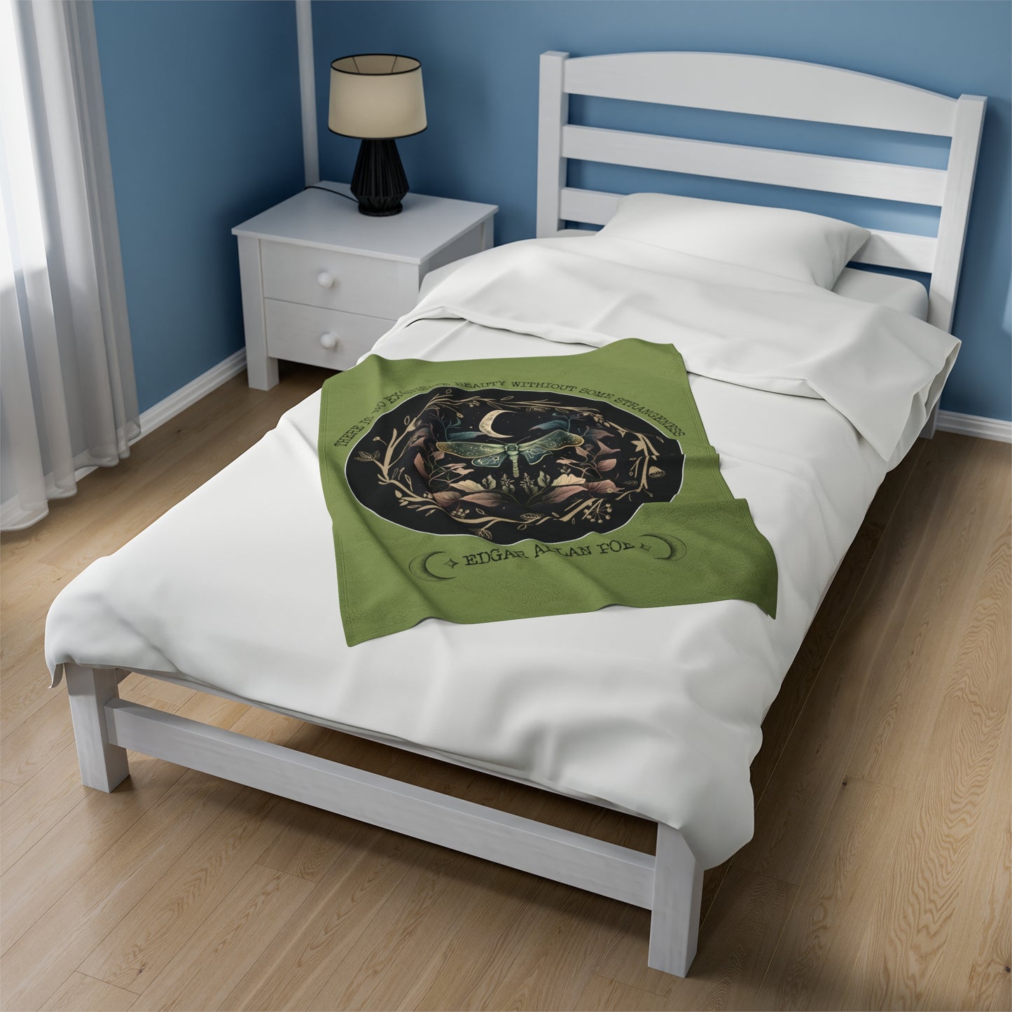 Edgar Allan Poe, Fairycore Nightgarden Throw Blanket, Book Lover Reading Blanket, Gothic Light, Dark Academia, Horror Movie Watching Blanket All Over Prints Printify