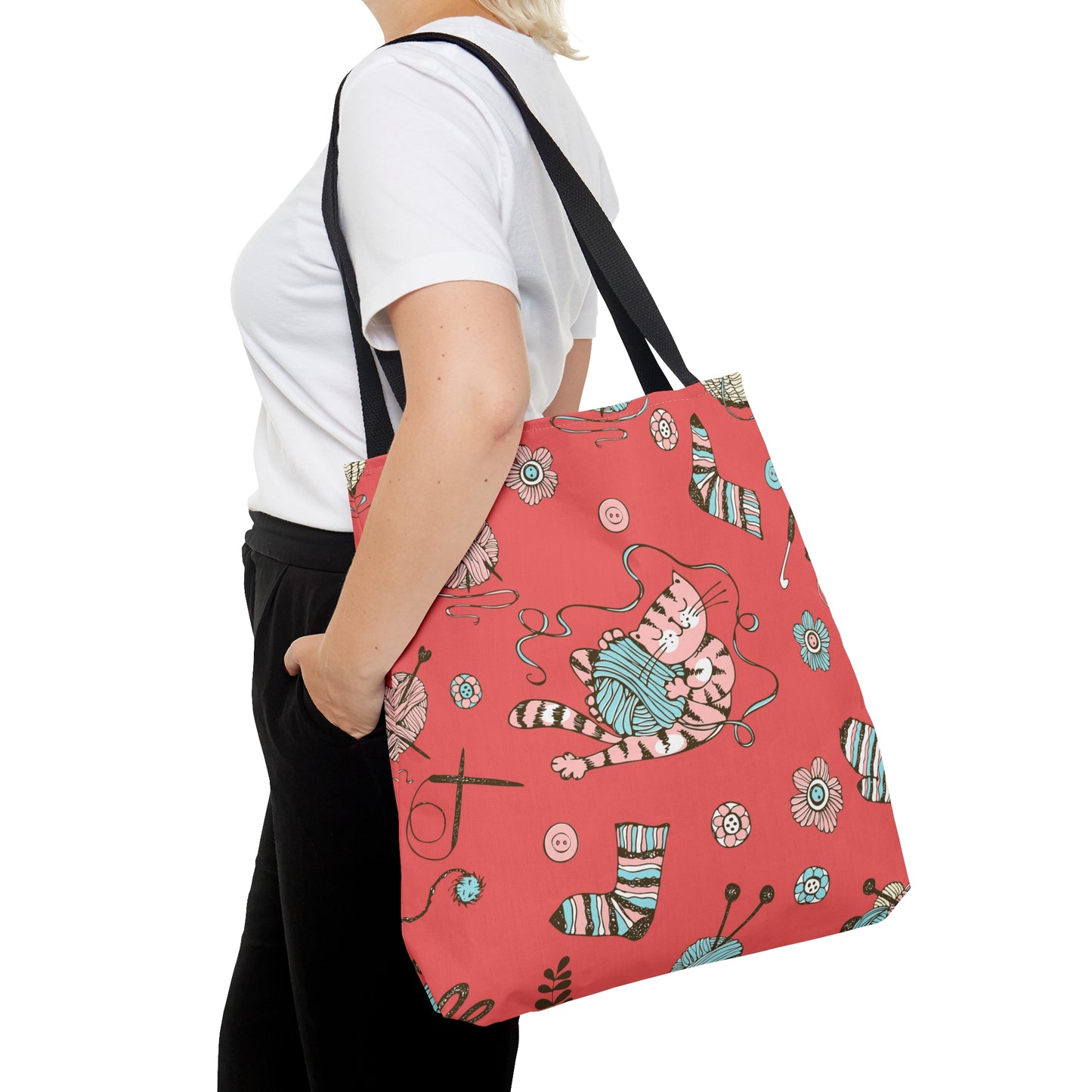 Craft, Crochet or Knitting Tote Bag, Yarn Storage Shoulder Bags, Gift for Knitter, Crafter, Grocery Shopping, School, Resusable, Travel Bag Bags Printify