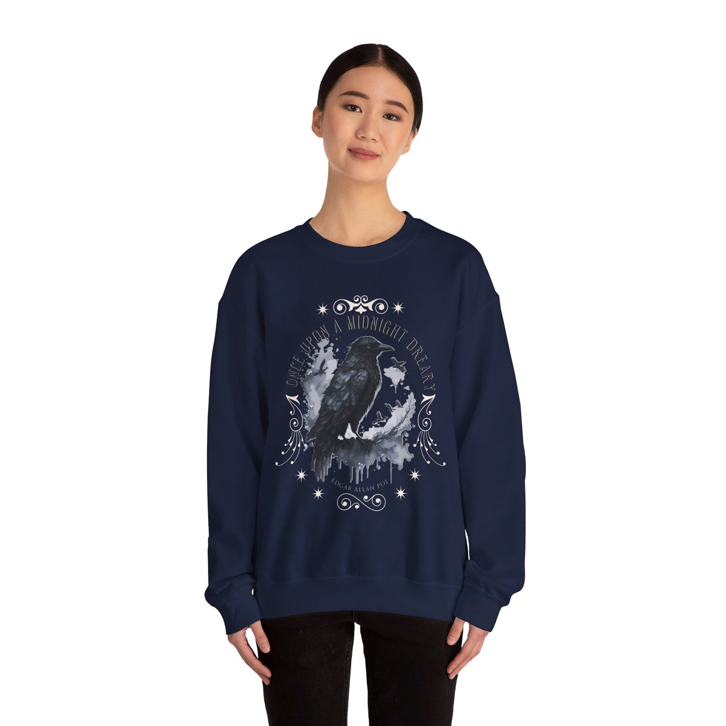 Edgar Allan Poe, The Raven Sweatshirt, Poet, Poetry Lover Sweater, Book Lover, Haunting Gothic Gift, Light, Dark Academia, Horror Movie Top Sweatshirt Printify