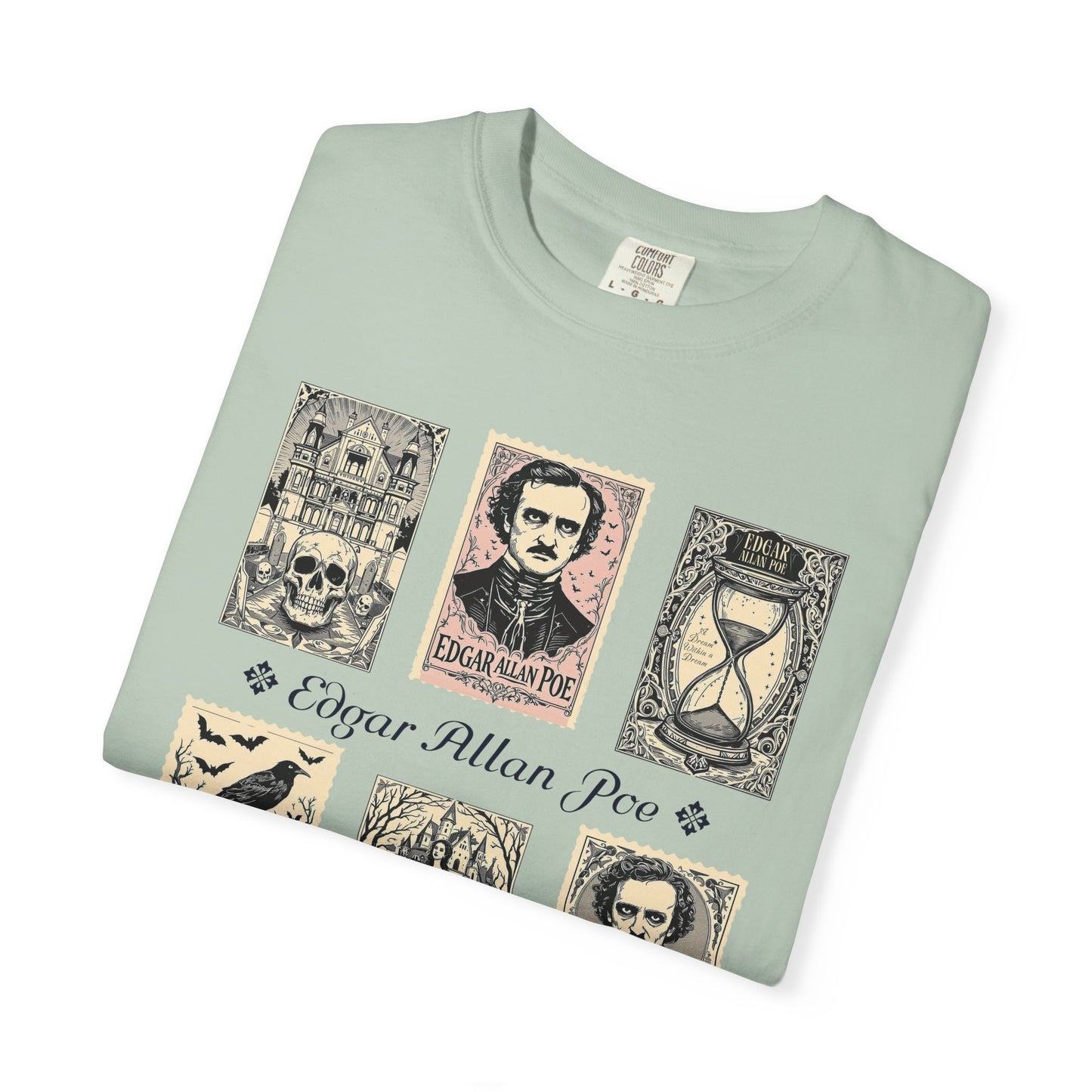 Edgar Allan Poe T-Shirt Gothic Graphic Tee The Raven Nevermore Quote Horror Literature Shirt Dark Academia Aesthetic Halloween Party Gift