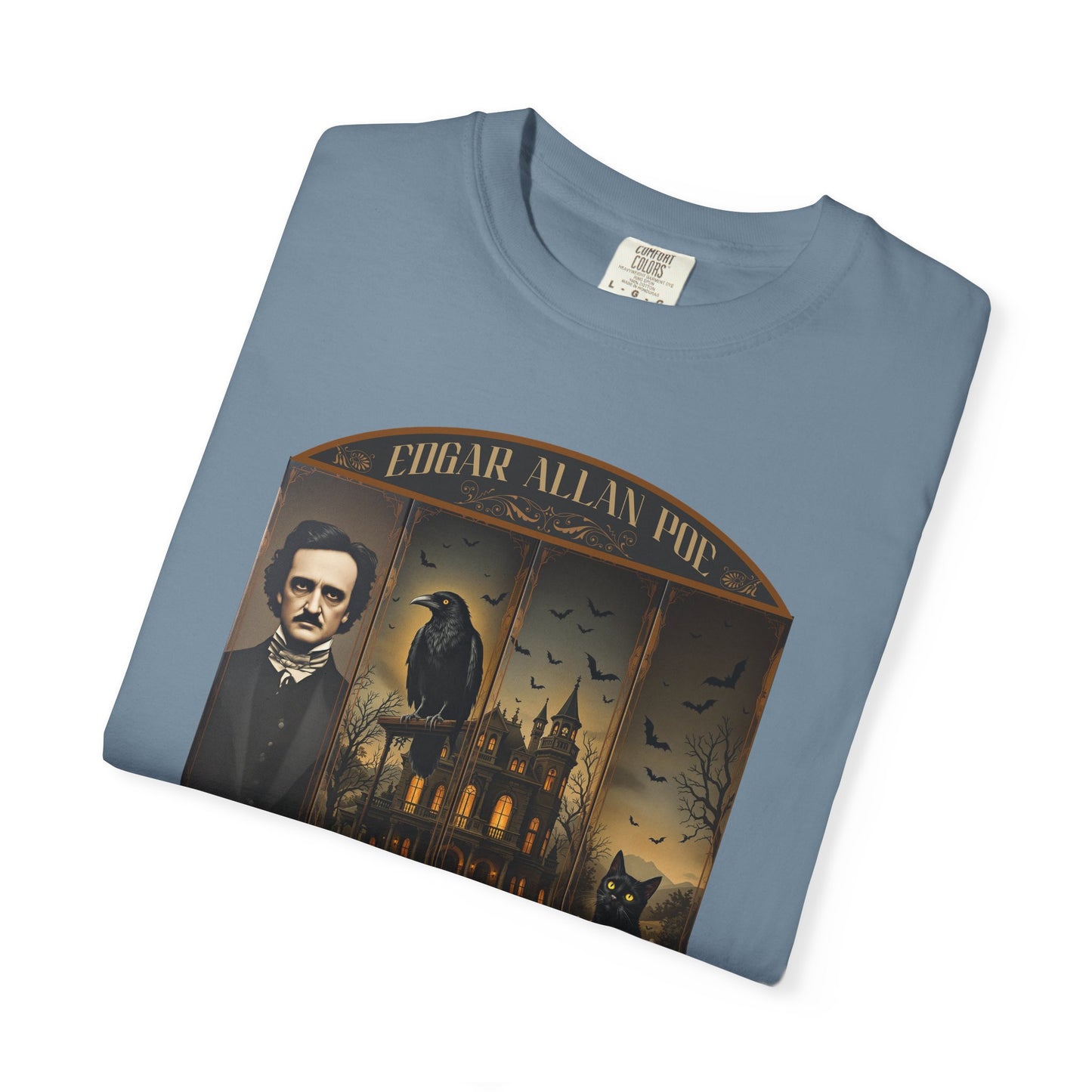 Edgar Allan Poe T-Shirt Gothic Graphic Tee The Raven Nevermore Quote Horror Literature Shirt Dark Academia Aesthetic Halloween Party Gift