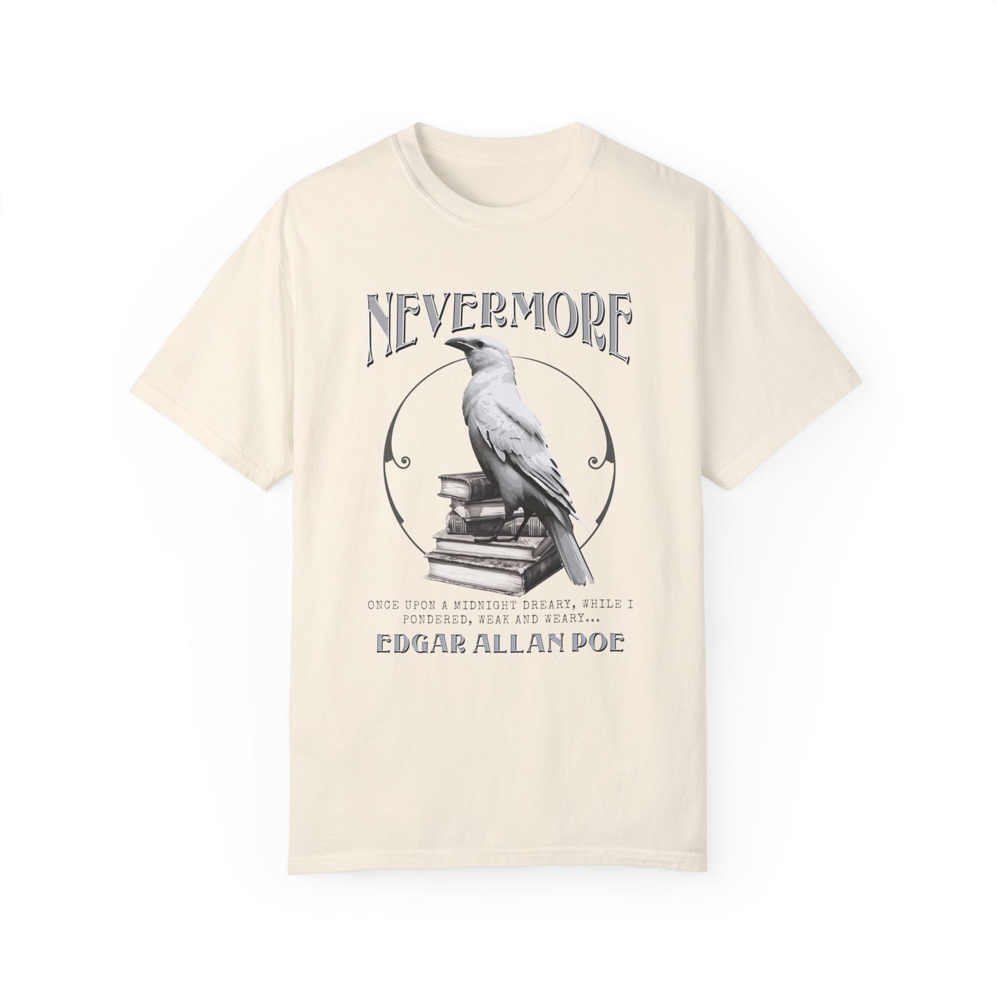 Edgar Allan Poe The White Raven Unisex Garment-Dyed T-shirt T-Shirt Printify Ivory S