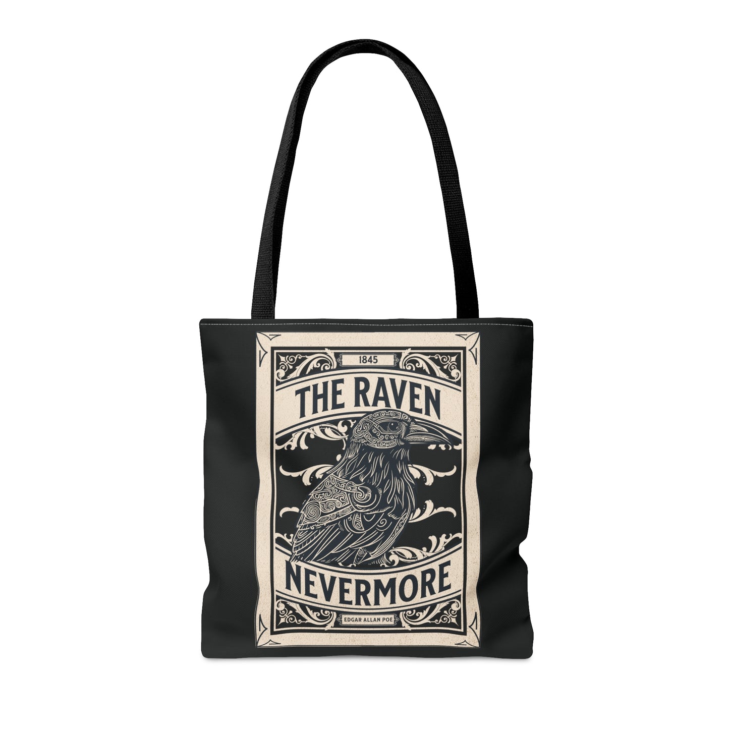 Edgar Allan Poe Tote Bag, The Raven Nevermore Shoulder Bag, Book, Library, Grocery, Travel Bag, Dark Academia, Bookish, Bookclub Gift, Bags Printify