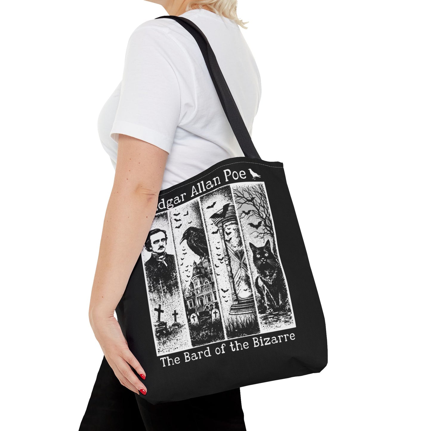 Edgar Allan Poe Tote Bag Gothic Literary Gift for Book Lover Dark Academia Macabre Accessory Halloween Tote Fall School Bag for Poetember Bags Printify
