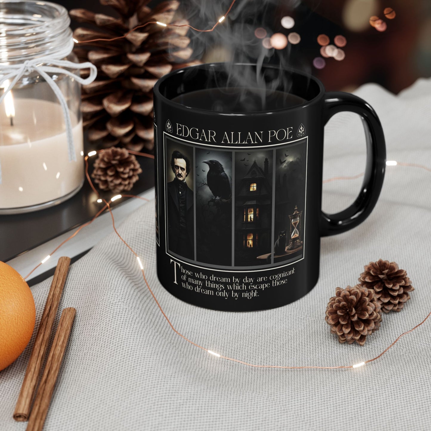 Edgar Allan Poe Mug Gothic Literary Gift For Book Lover Dark Academia Macabre Fall Coffee Cup Halloween Poetember Party Gift For Bookclub Mug Printify