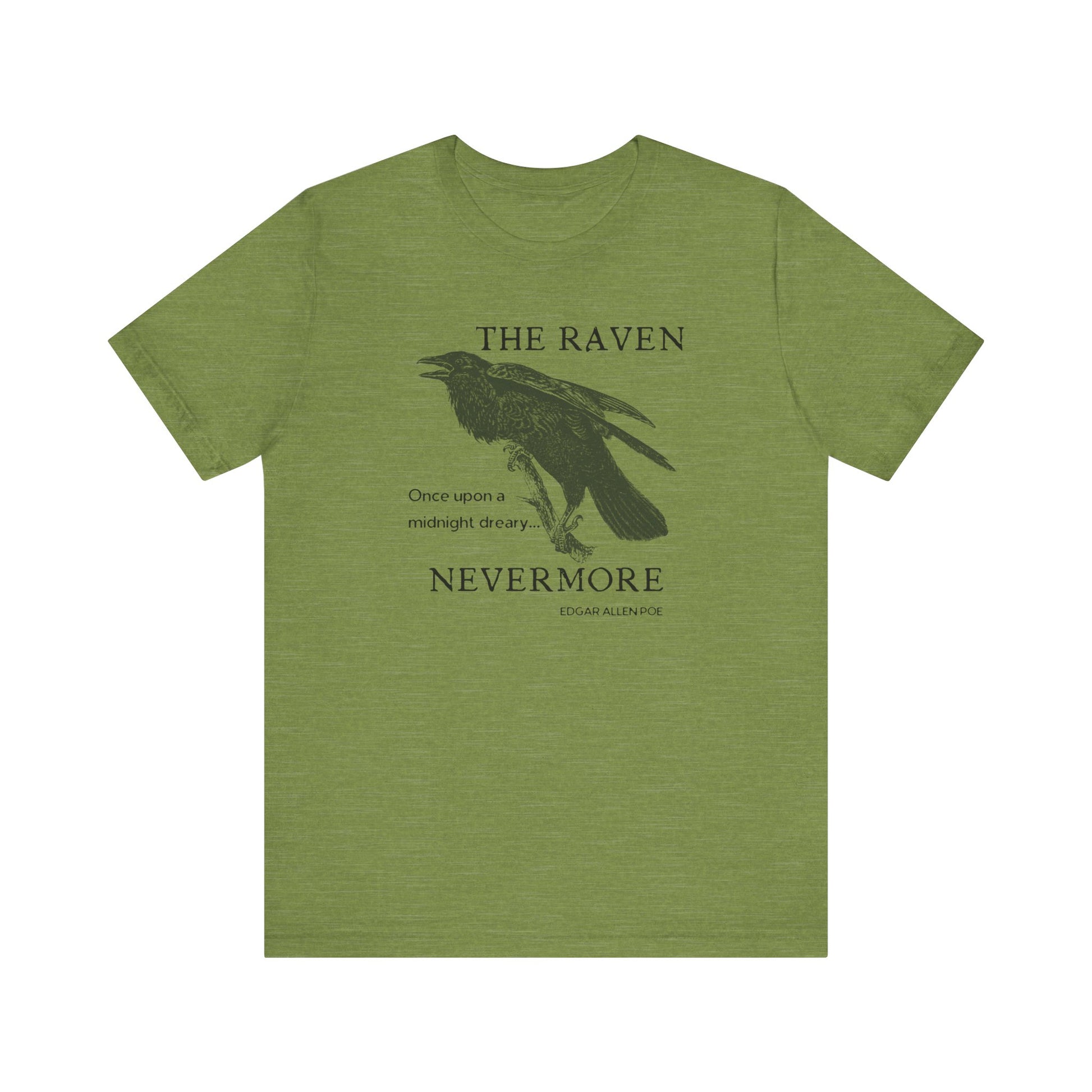 Halloween Vintage The Raven TShirt, Spooky Season Tee, Trick or Treating Shirt, Halloween Party T-Shirt, Edgar Allen Poe, Nevermore, Gothic T-Shirt Printify Heather Green XS