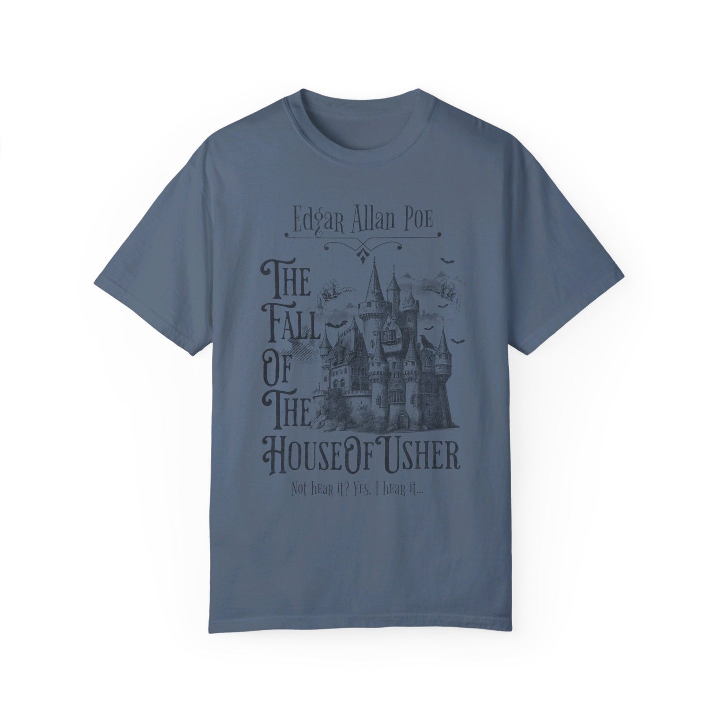 Edgar Allan Poe Shirt, The Fall of the House of Usher Tee, Book Lover Shirt, Halloween, Fall, Gothic, Light Academia, Comfort Colours TShirt T-Shirt Printify Blue Jean S