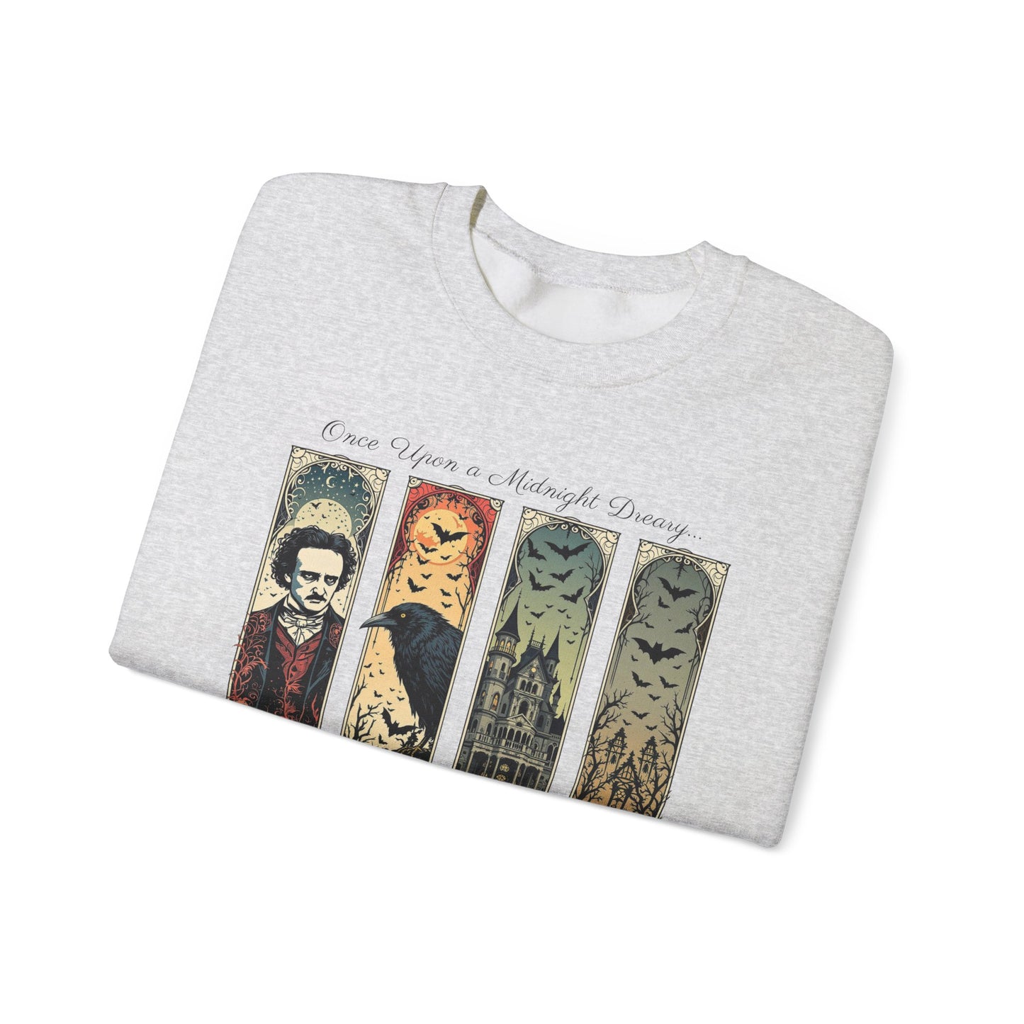 Edgar Allan Poe Sweatshirt The Raven Nevermore Gothic Horror Sweater Dark Academia Macabre Halloween Gift for Book Lovers Birthday Christmas Sweatshirt Printify