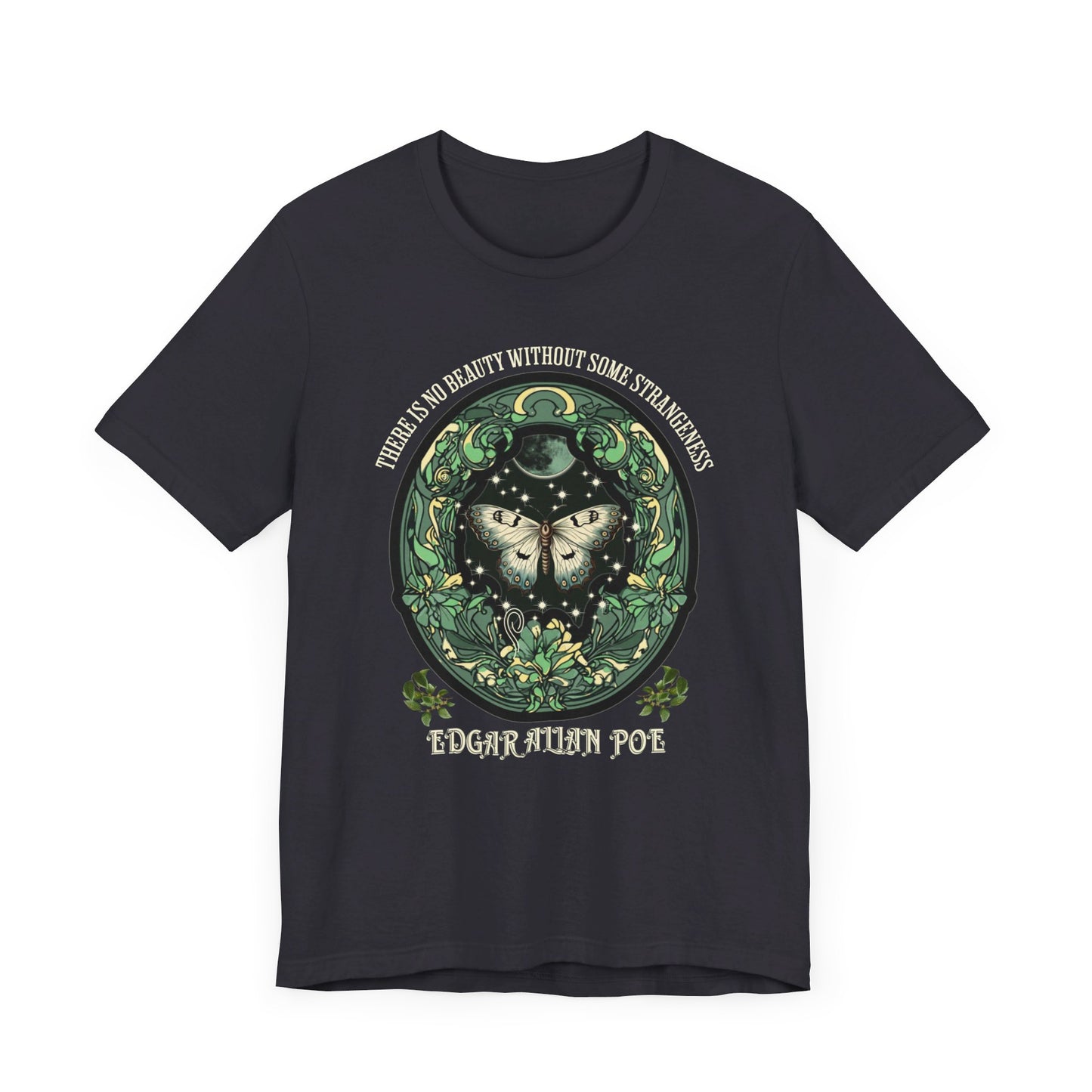 Edgar Allan Poe, Fairycore Night Garden T-Shirt, Book Lover Tee, Haunting Gothic Gift, Light, Dark Academia, Literary Poetry Bookclub Shirt T-Shirt Printify