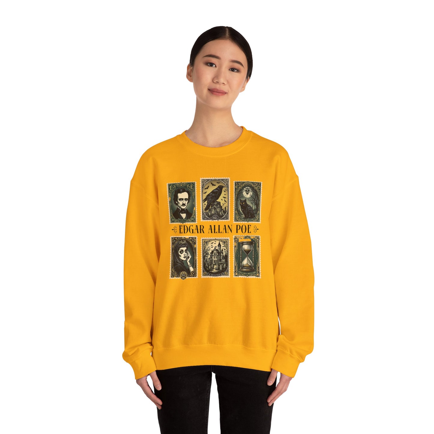 Edgar Allan Poe Sweatshirt The Raven Nevermore Gothic Horror Sweater Dark Academia Macabre Halloween Gift for Book Lovers Birthday Christmas