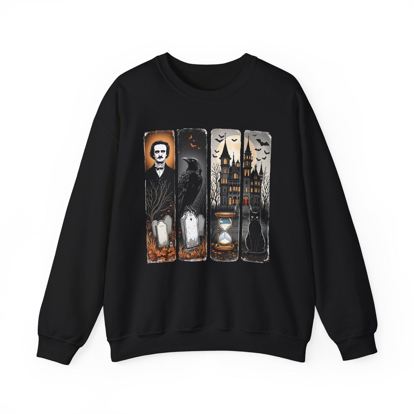 Edgar Allan Poe Sweatshirt The Raven Nevermore Gothic Horror Sweater Dark Academia Macabre Halloween Gift for Book Lovers Birthday Christmas Sweatshirt Printify Black S