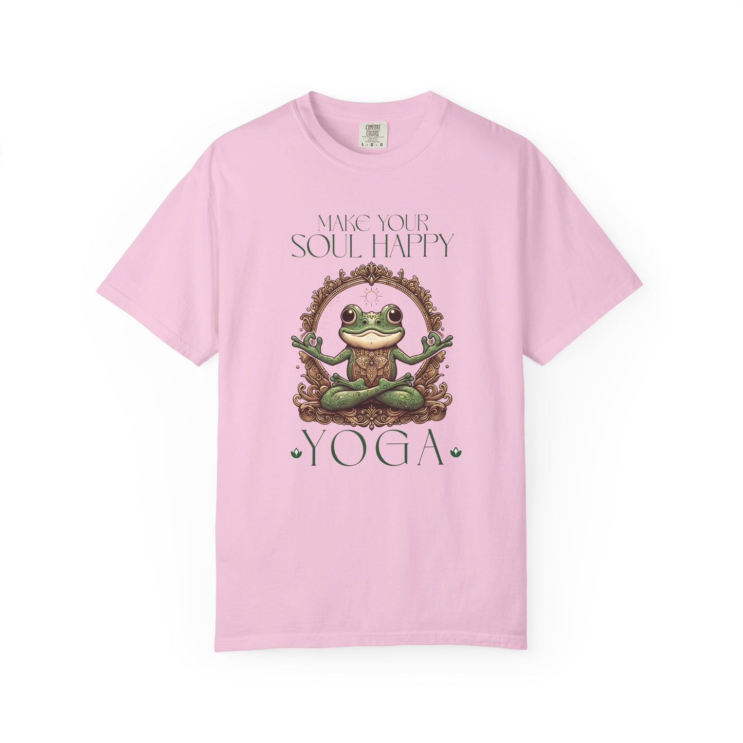 Green Yoga Frog Make Your Soul Happy Unisex T-Shirt, Casual Wear, Highlander Fan Gift, T-Shirt Printify Blossom S