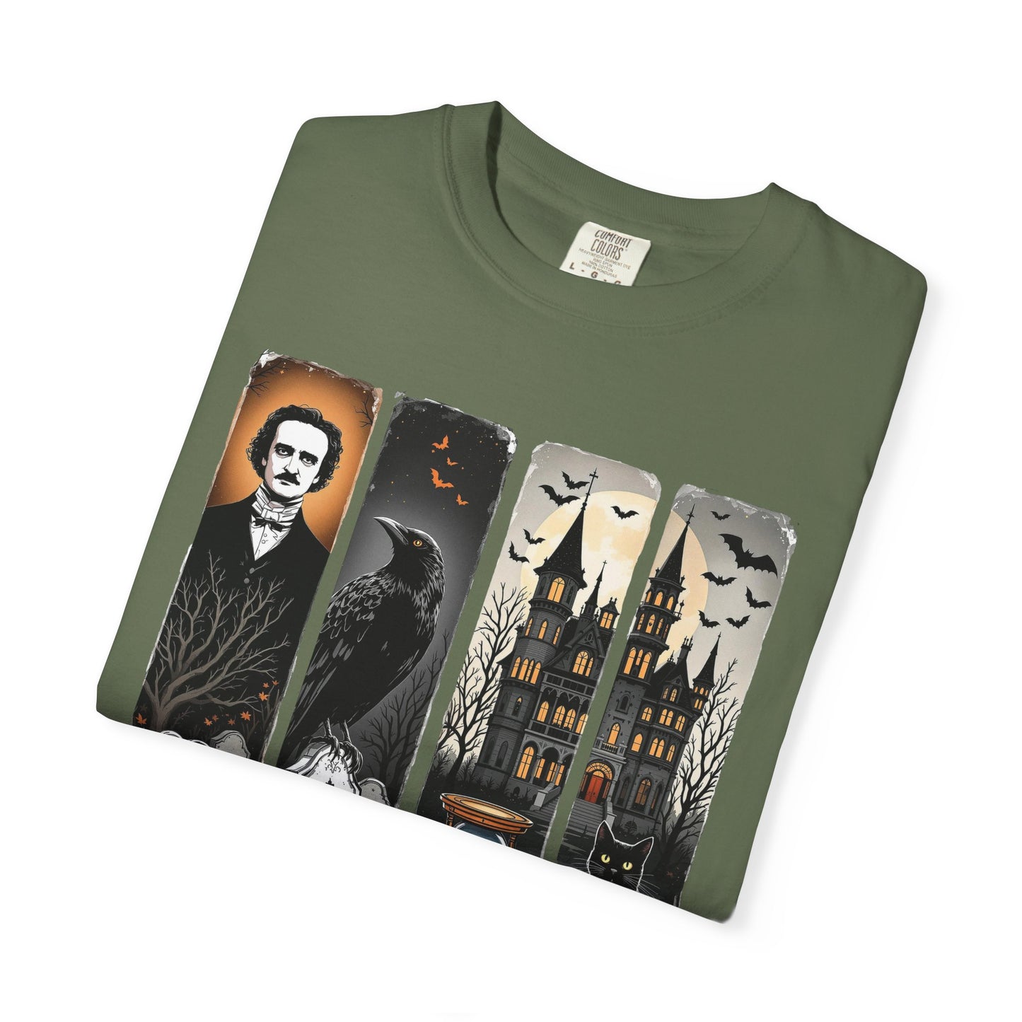 Edgar Allan Poe T-Shirt Gothic Graphic Tee The Raven Nevermore Quote Horror Literature Shirt Dark Academia Aesthetic Halloween Party Gift