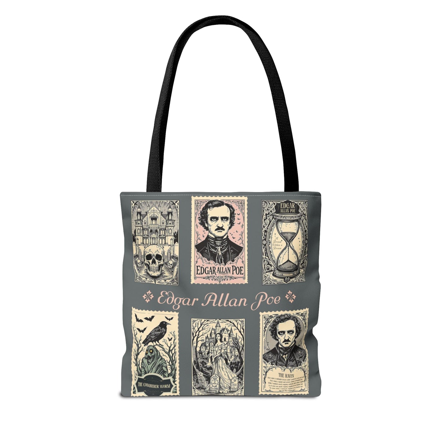 Edgar Allan Poe Tote Bag Gothic Literary Gift for Book Lover Dark Academia Macabre Accessory Halloween Tote Fall School Bag for Poetember Bags Printify