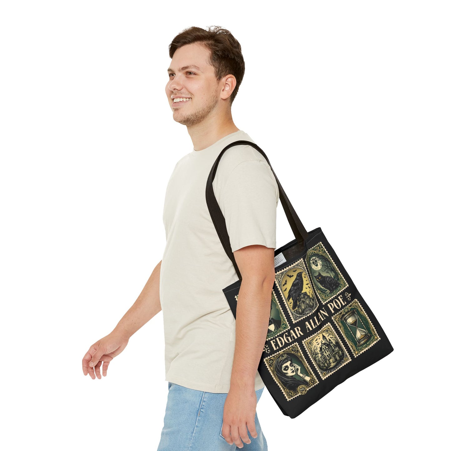 Edgar Allan Poe Tote Bag Gothic Literary Gift for Book Lover Dark Academia Macabre Accessory Halloween Tote Fall School Bag for Poetember Bags Printify