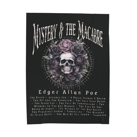 Edgar Allan Poe, Mystery & The Macbre Throw Blanket, Book Lover Reading Blanket, Gothic, Light, Dark Academia, Horror Movie Watching Blanket All Over Prints Printify 60" × 80"