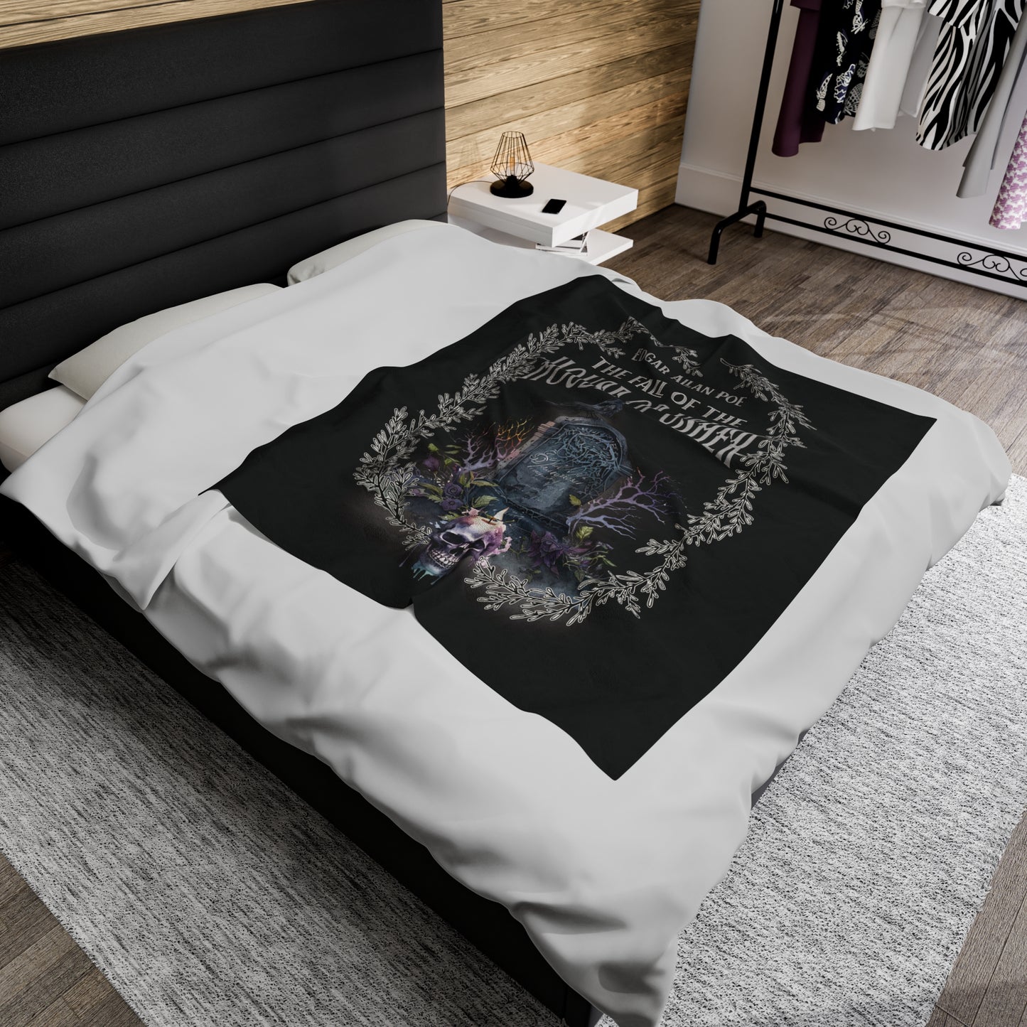 Edgar Allan Poe, The Fall Of The House Of Usher Throw Blanket, Book Lover Reading Blanket, Gothic Dark Academia, Horror Movie Watching Plush All Over Prints Printify