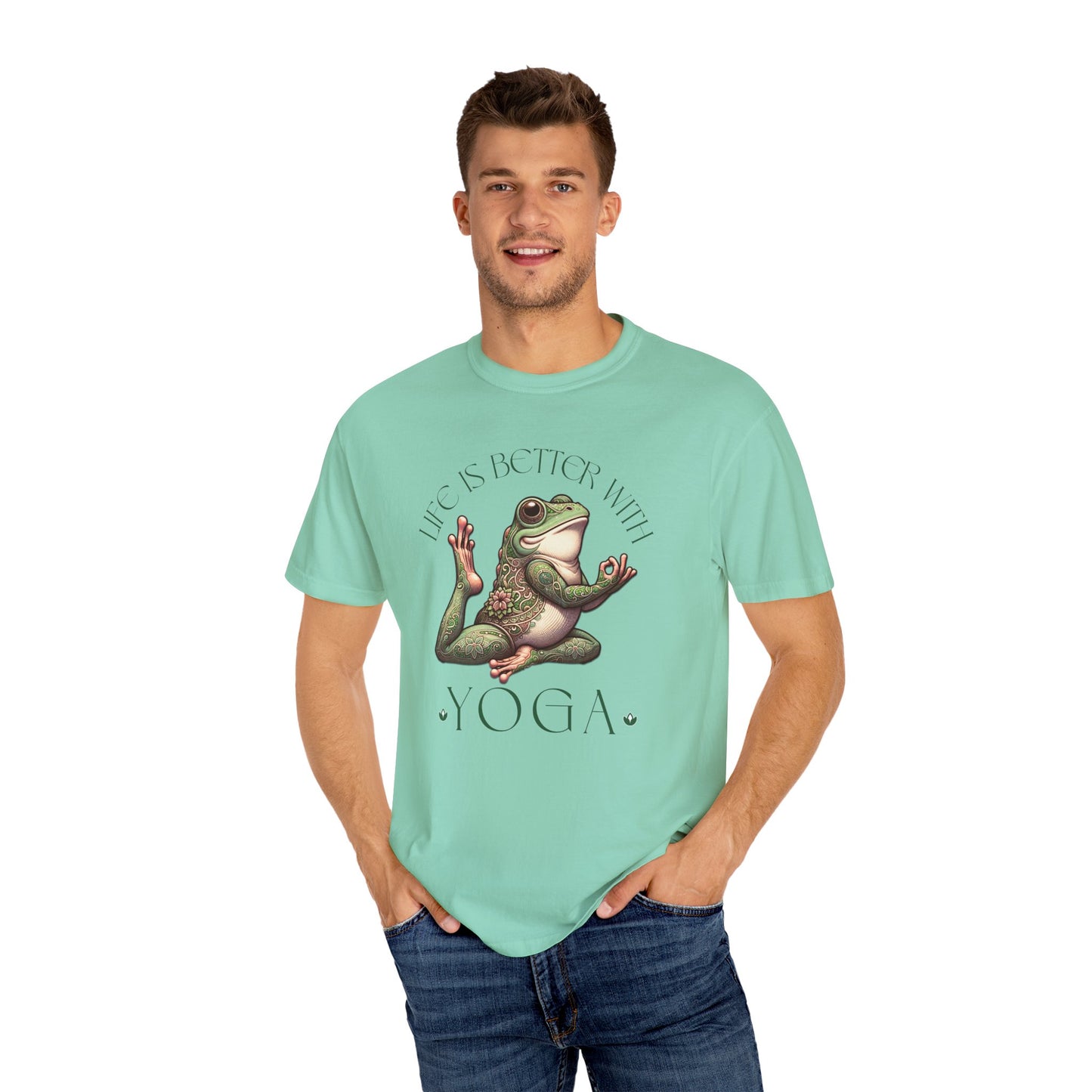 Green Yoga Frog Life Is Better With Yoga Unisex T-Shirt, Casual Wear, Highlander Fan Gift,