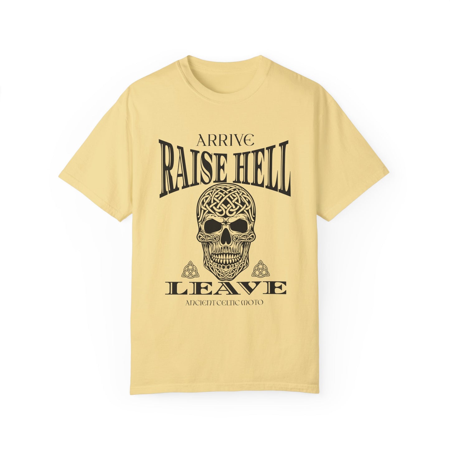 Renfaire Celtic Skull Design T-Shirt Raise Hell Celtic Moto Medieval Renaissance Comfortable Style Tee For Festivals And Music Events T-Shirt Printify Butter S