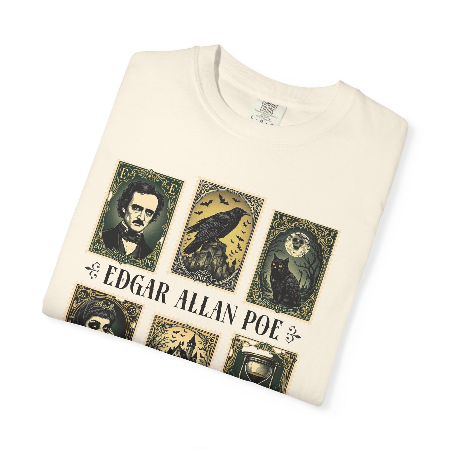 Edgar Allan Poe T-Shirt Gothic Graphic Tee The Raven Nevermore Quote Horror Literature Shirt Dark Academia Aesthetic Halloween Party Gift T-Shirt Printify