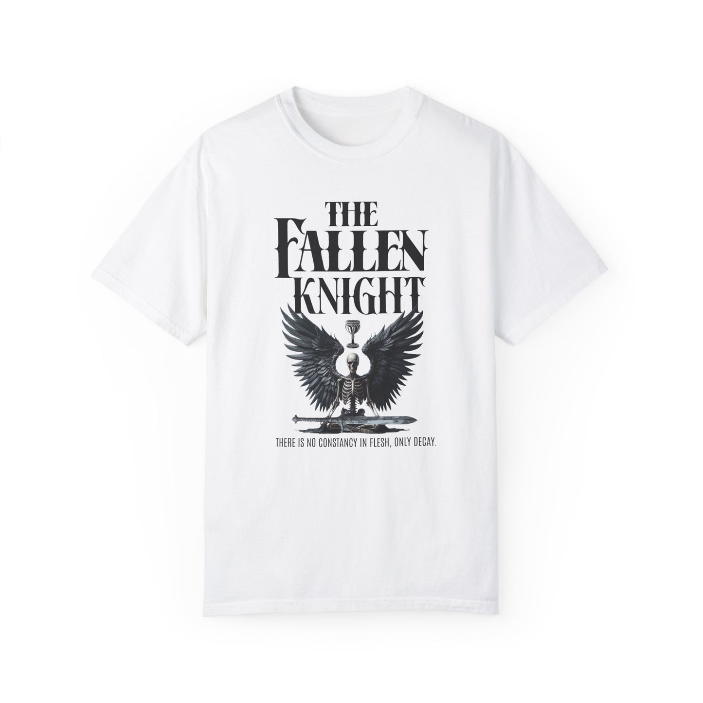 Fallen Knight T-shirt Ren Faire Gothic Skeleton Tee Renaissance Medieval Faire Shirt Fantasy Lover Gift Music Festivals Cosplay Fan Tee T-Shirt Printify White S