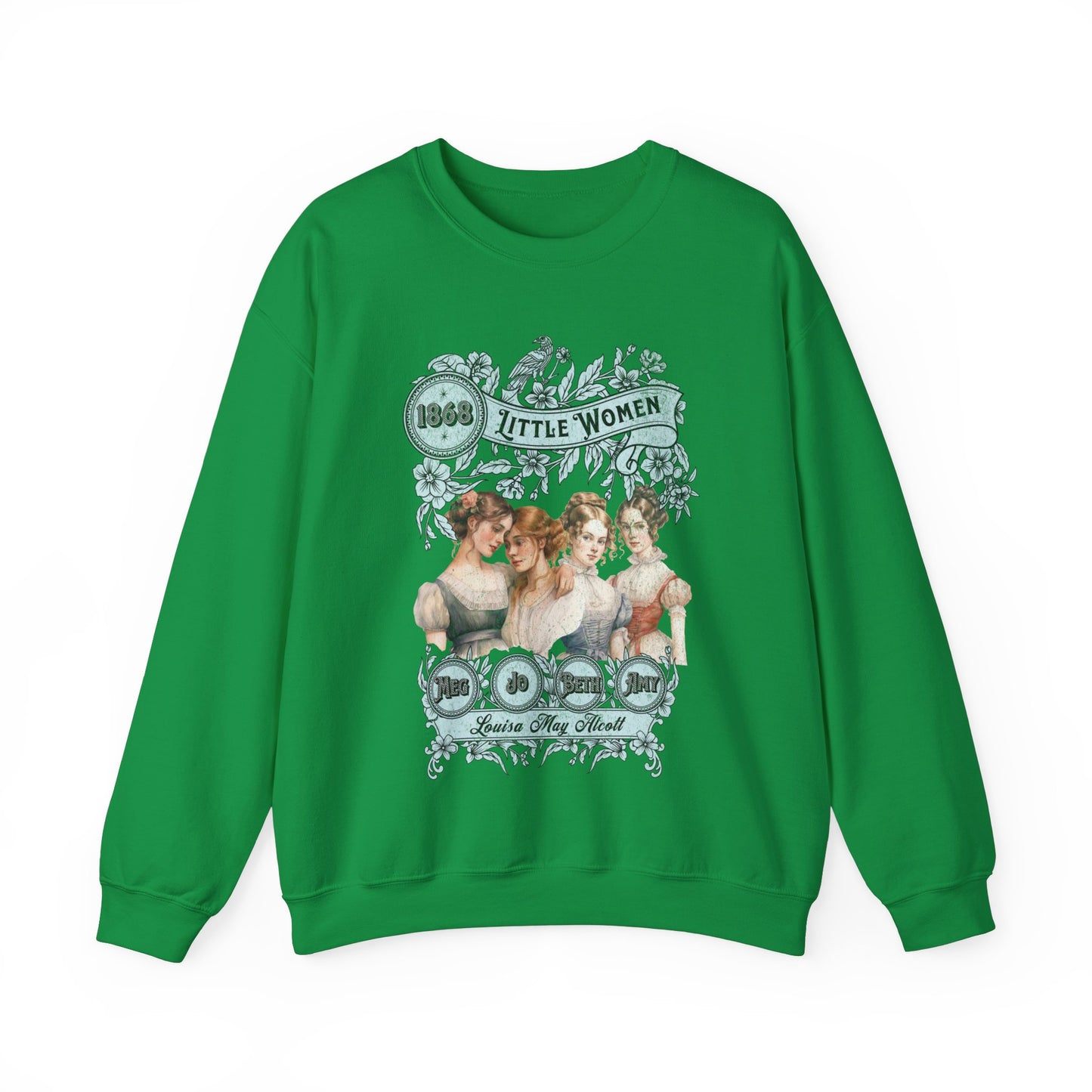 Little Women Sweatshirt, Louisa May Alcott Historical Romance Sweater, Bookish Literary Fan Art Gift, Gift for Her, Bookclub Crewneck Shirt Sweatshirt Printify S Irish Green
