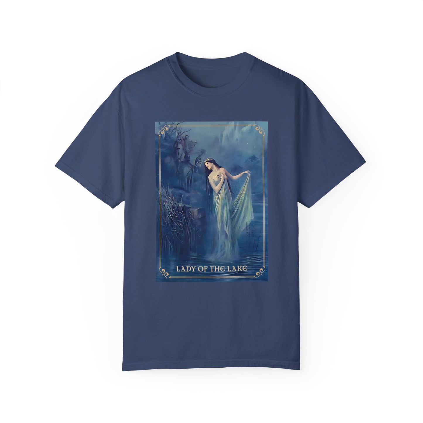 Lady of the Lake Print Unisex T-Shirt Perfect Renfaire Medieval Festival Shirt Mystical Vintage Tee Fairy Tale Merch Fantasy Lover Gifts T-Shirt Printify China Blue S