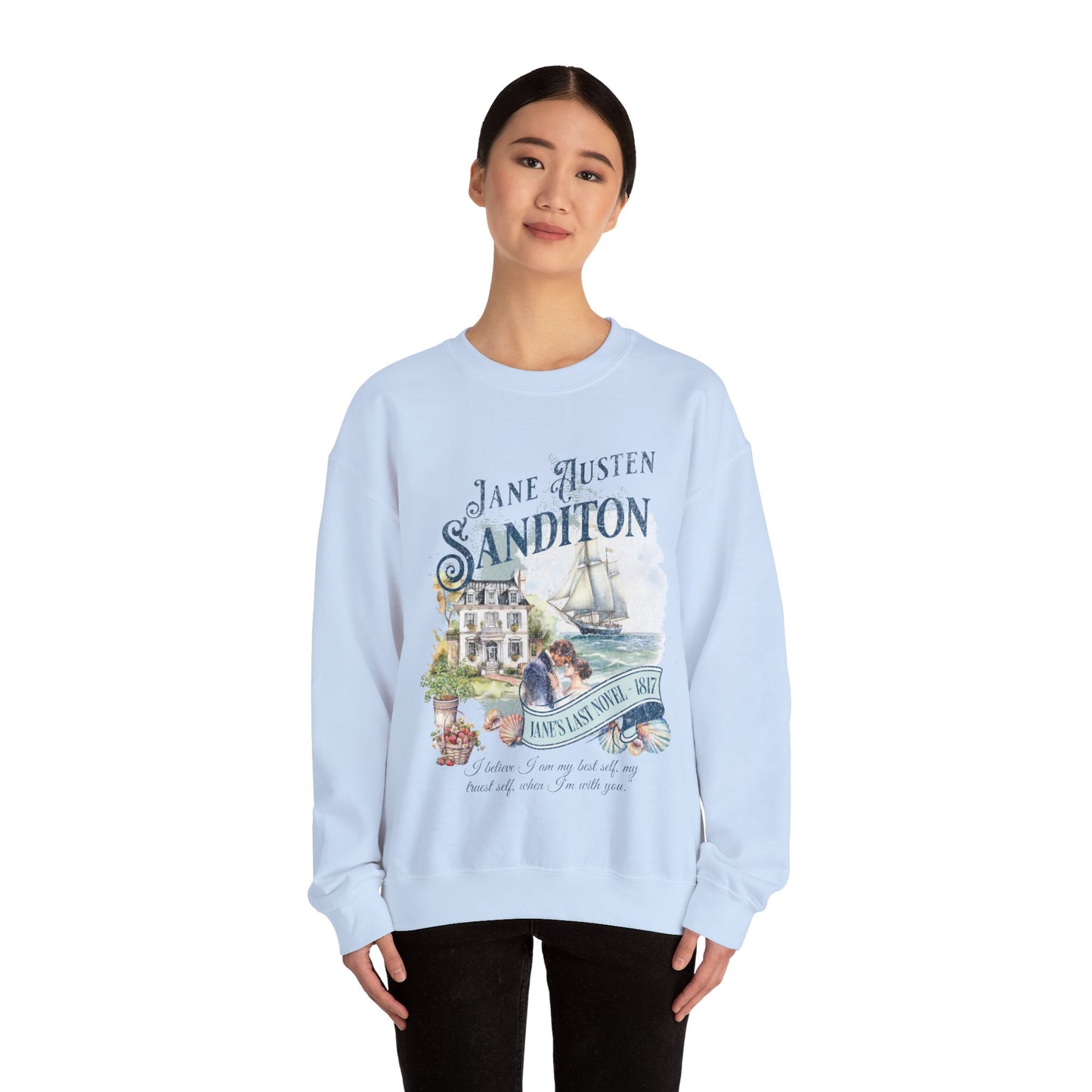 Jane Austen Sweatshirt, Sanditon Historical Romance, Bookish Literary Gift, Jane Austen Fan Art Shirt, Gift for Her, Gift for Readers, Sweatshirt Printify