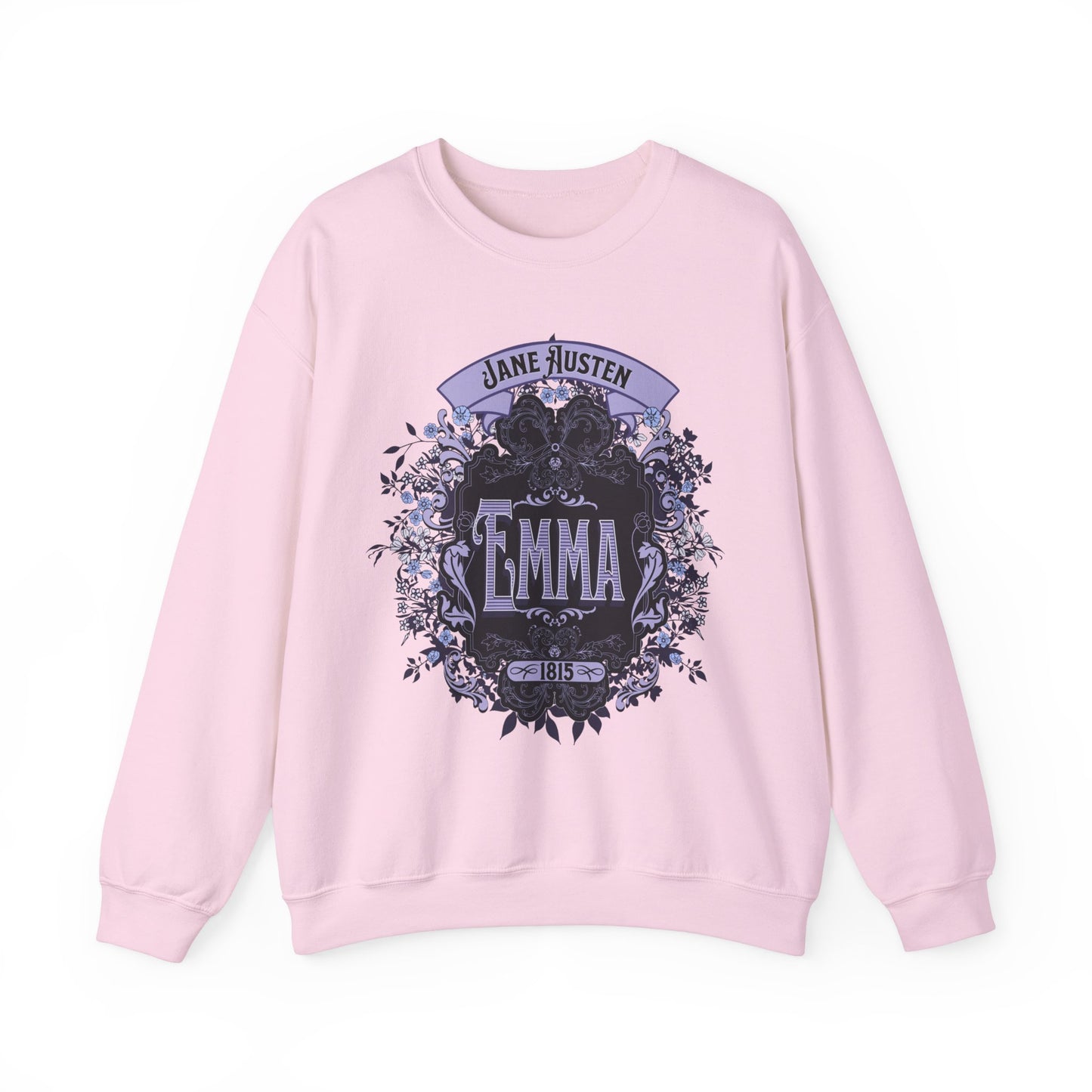 Jane Austen Sweatshirt, Emma Historical Romance Sweater, Bookish Literary Jane Austen Fan Art Gift, Gift for Her, Bookclub Shirt Sweatshirt Printify S Light Pink
